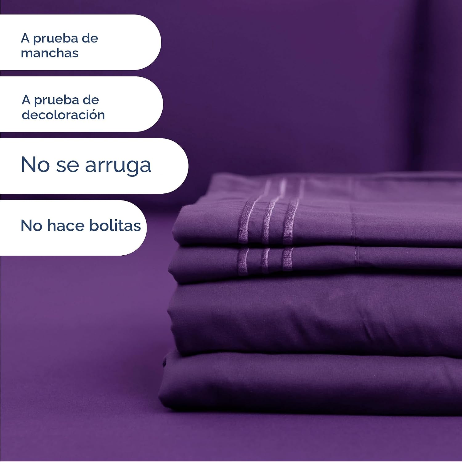 JUEGO DE SÁBANAS QUEEN SIZE 4 PIEZAS CGK UNLIMITED PÚRPURA - 5