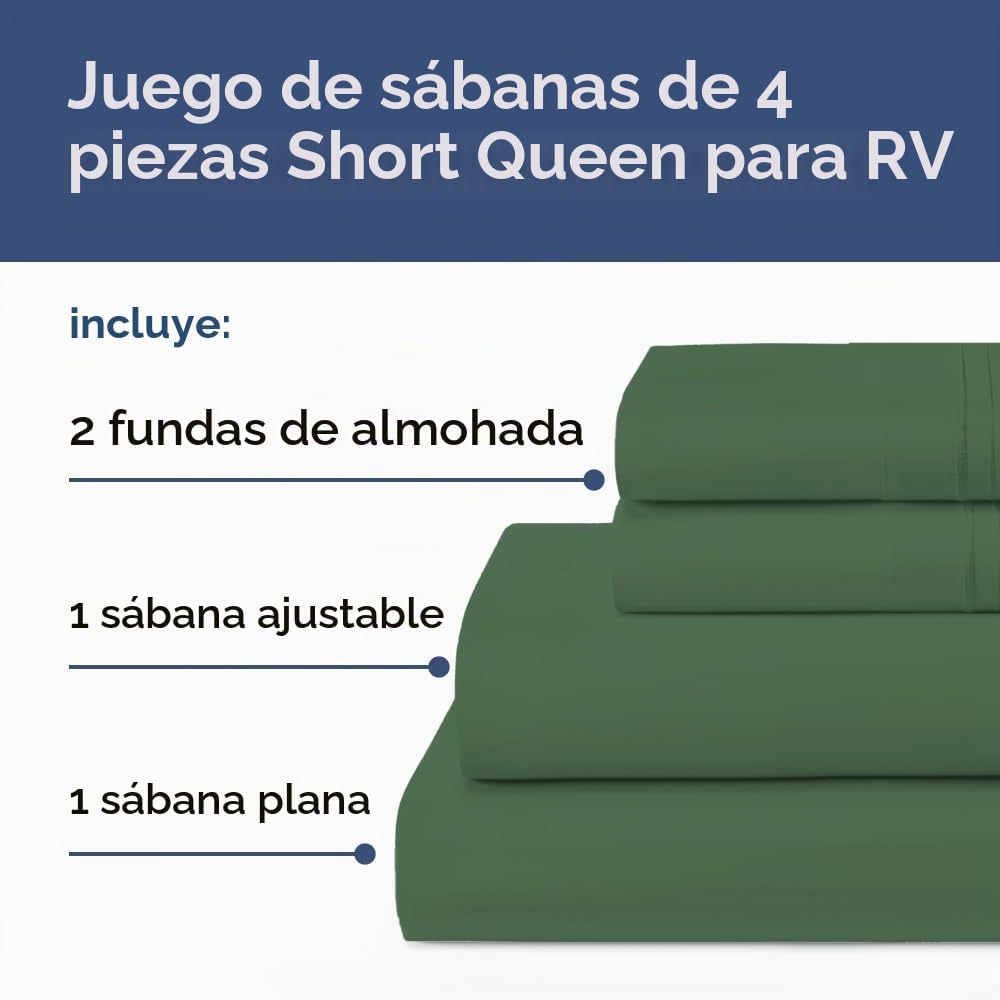 JUEGO DE SÁBANAS SHORT QUEEN 4 PIEZAS CGK UNLIMITED VERDE ESMERALDA - 2