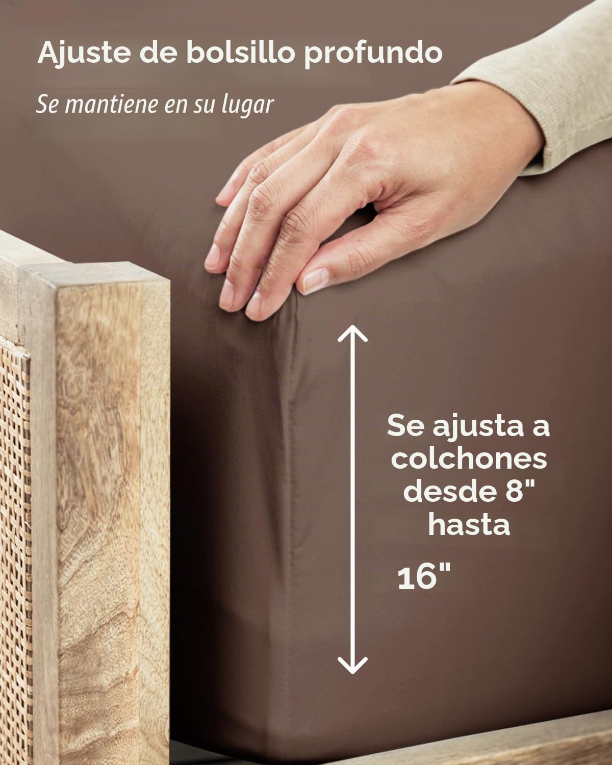 JUEGO DE SÁBANAS TWIN SIZE 3 PIEZAS MICROFIBRA MARRÓN - 4