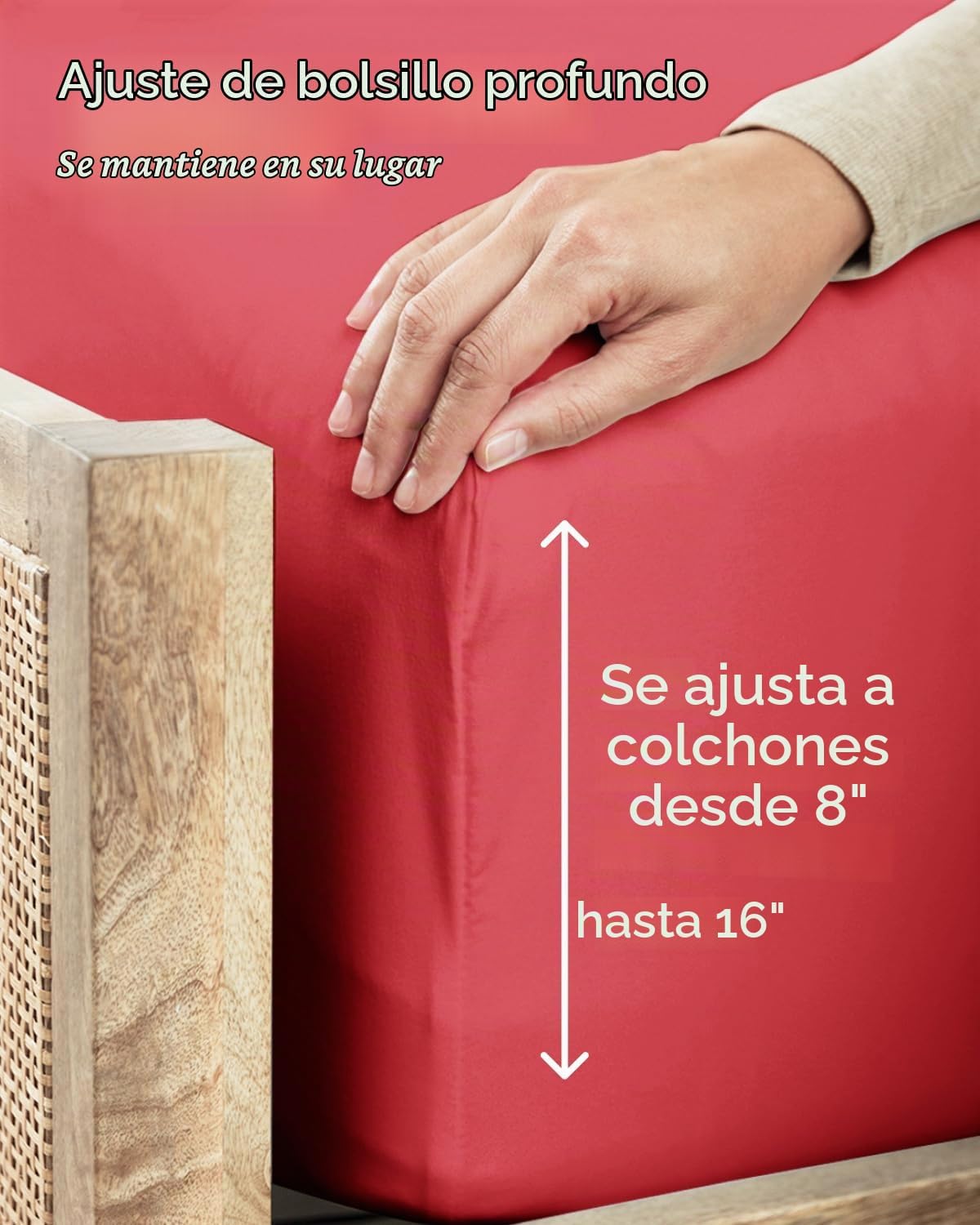 JUEGO DE SÁBANAS TWIN XL 3 PIEZAS MICROFIBRA ROJO - 4