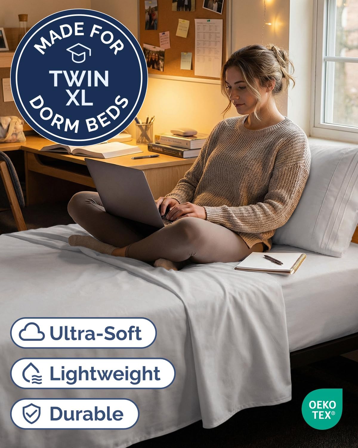 JUEGO DE SÁBANAS TWIN XL 3 PIEZAS MICROFIBRA GRIS CLARO - 2