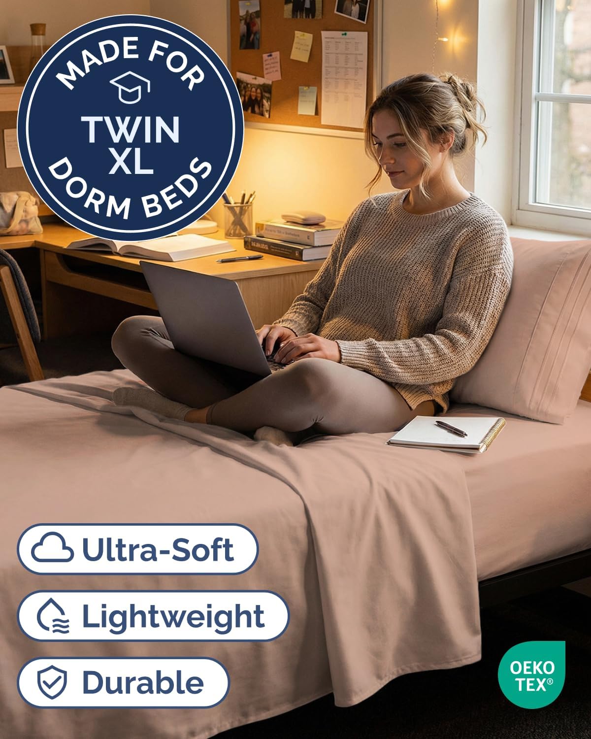 JUEGO DE SÁBANAS TWIN XL 3 PIEZAS MICROFIBRA MALVA - 2