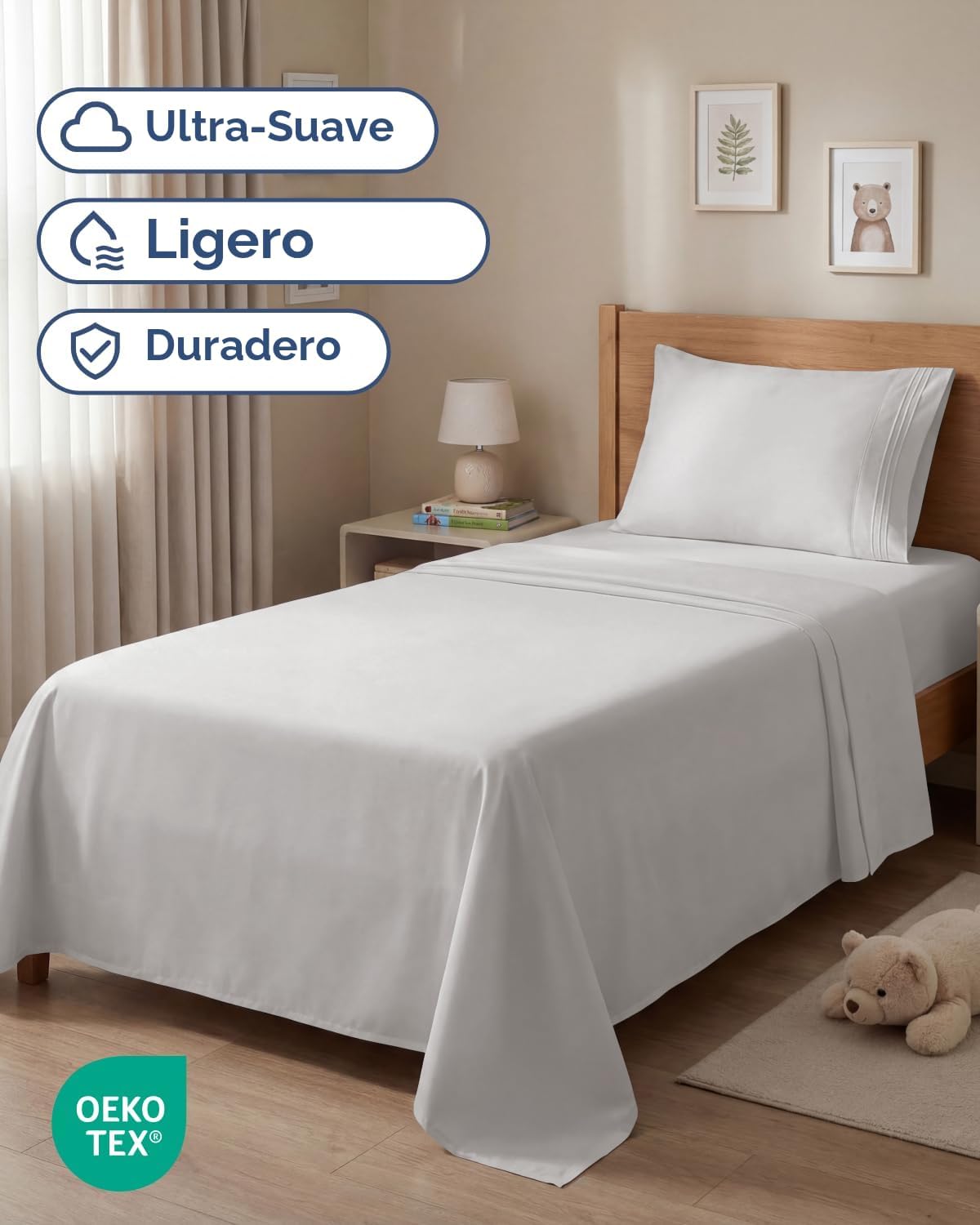 JUEGO DE SÁBANAS TWIN SIZE 3 PIEZAS MICROFIBRA GRIS FRANCÉS - 2