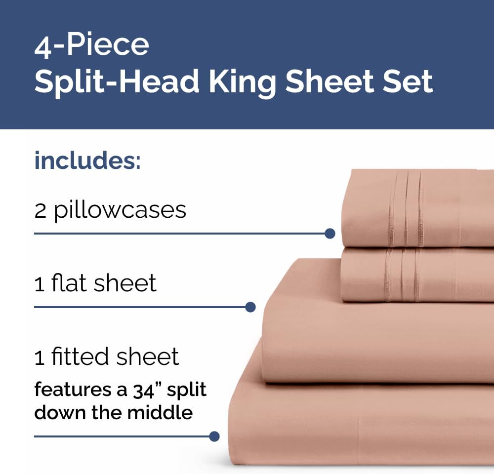 JUEGO DE SÁBANAS SPLIT KING CGK UNLIMITED 4 PIEZAS COLOR MALVA - 2