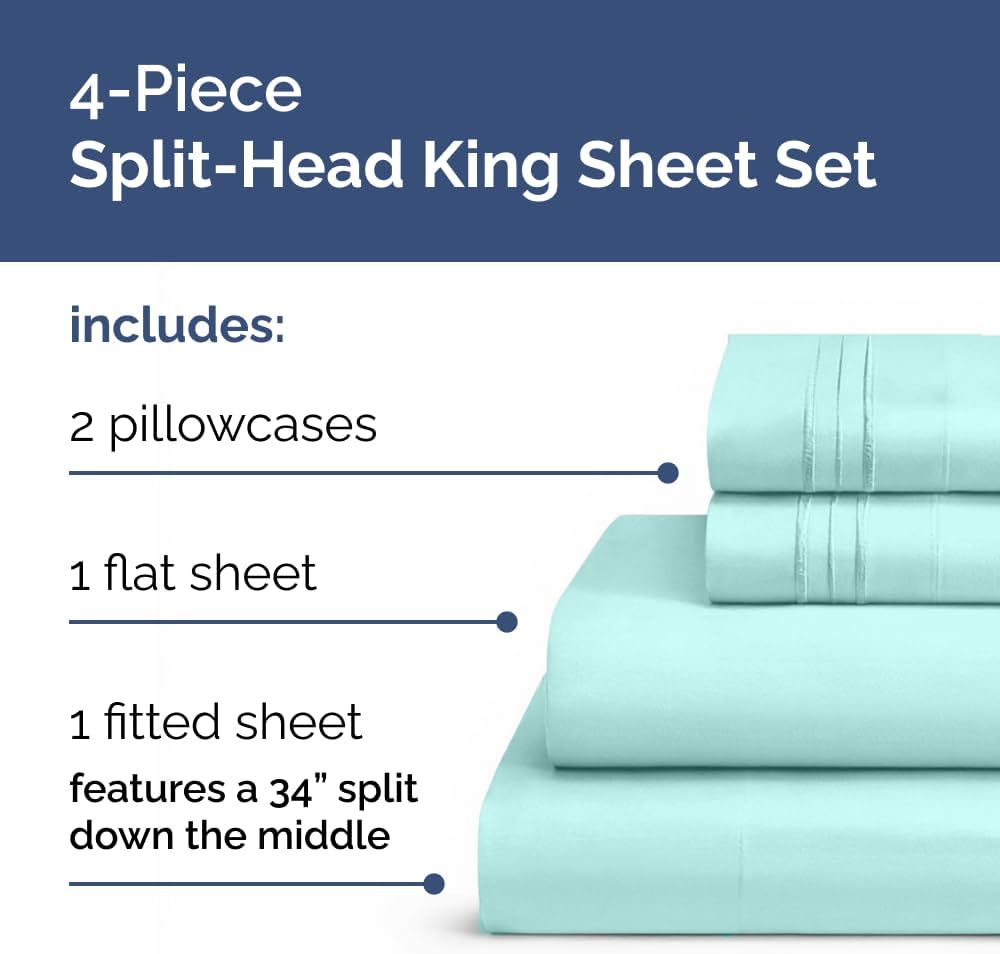 JUEGO DE SÁBANAS SPLIT KING CGK UNLIMITED AZUL SPA 4 PIEZAS - 2
