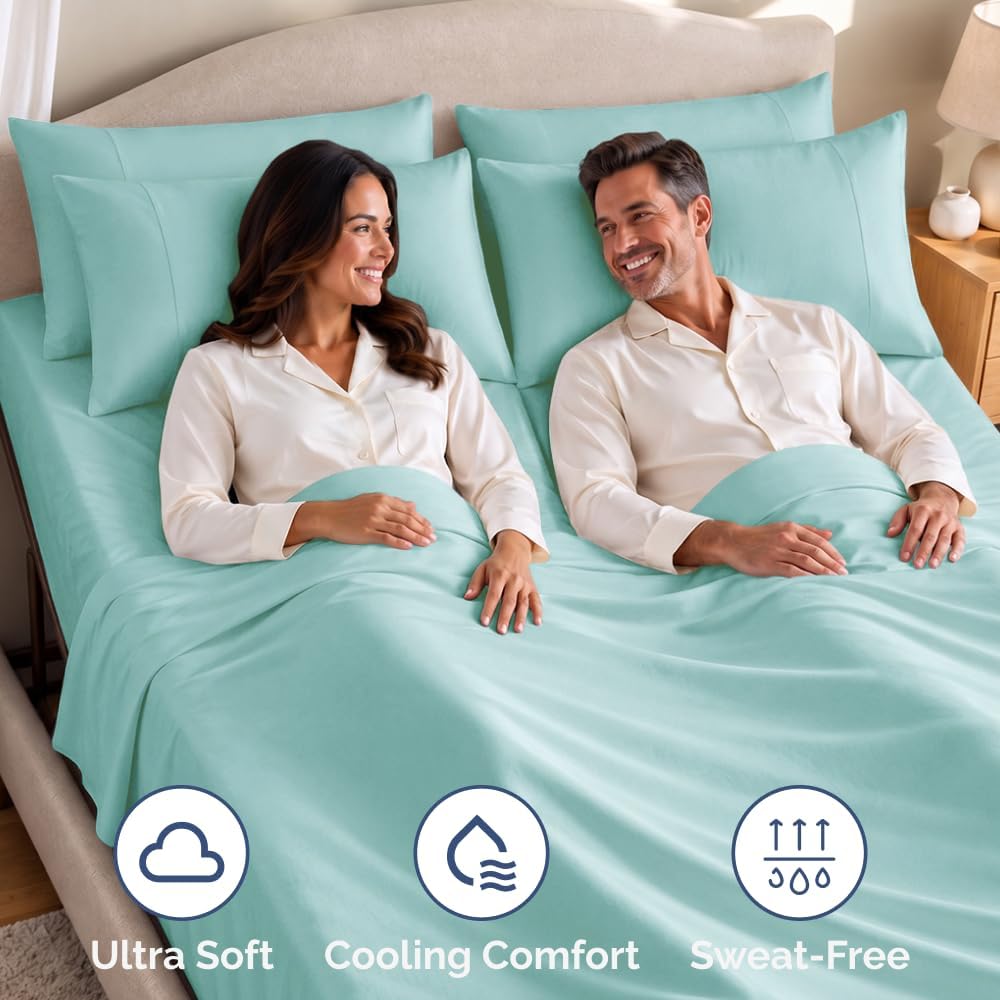 JUEGO DE SÁBANAS SPLIT KING CGK UNLIMITED AZUL SPA 4 PIEZAS - 5