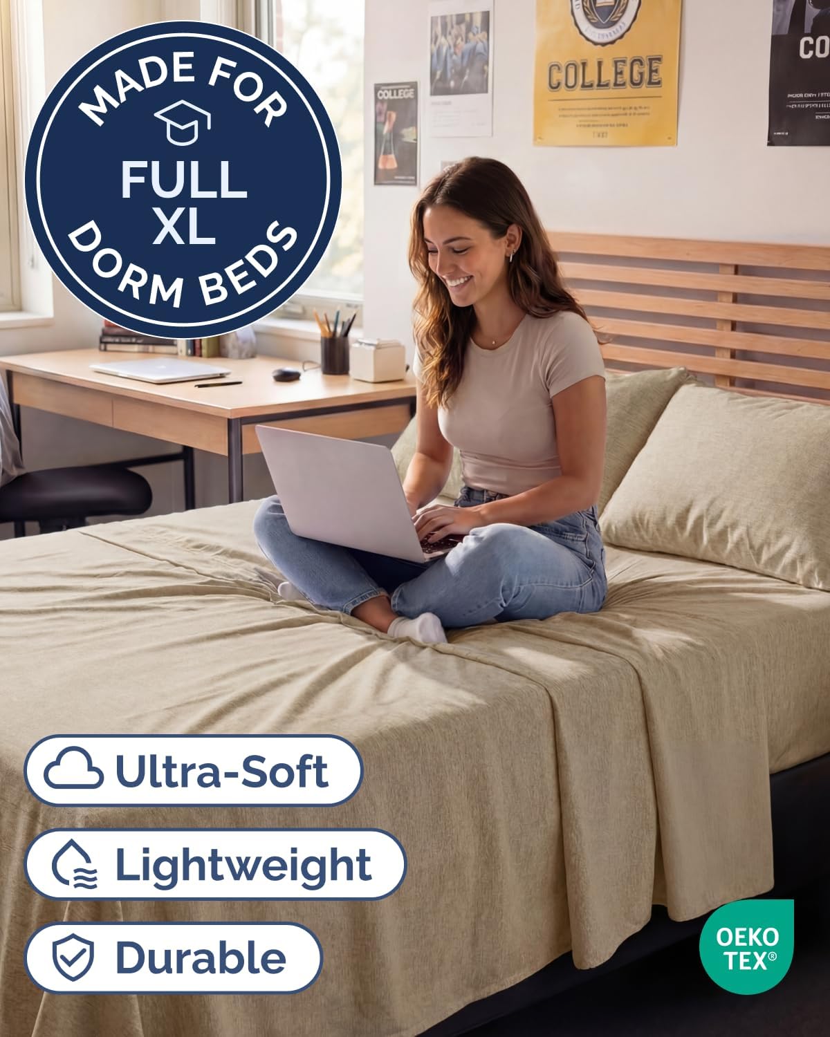 JUEGO DE SÁBANAS FULL XL 4 PIEZAS CGK UNLIMITED BEIGE - 2