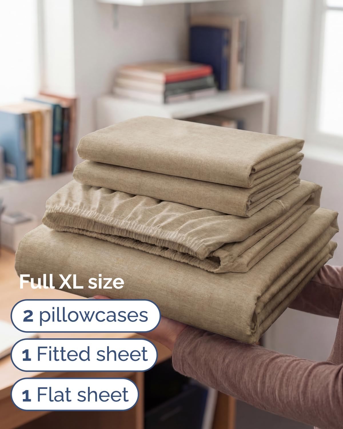 JUEGO DE SÁBANAS FULL XL 4 PIEZAS CGK UNLIMITED BEIGE - 3