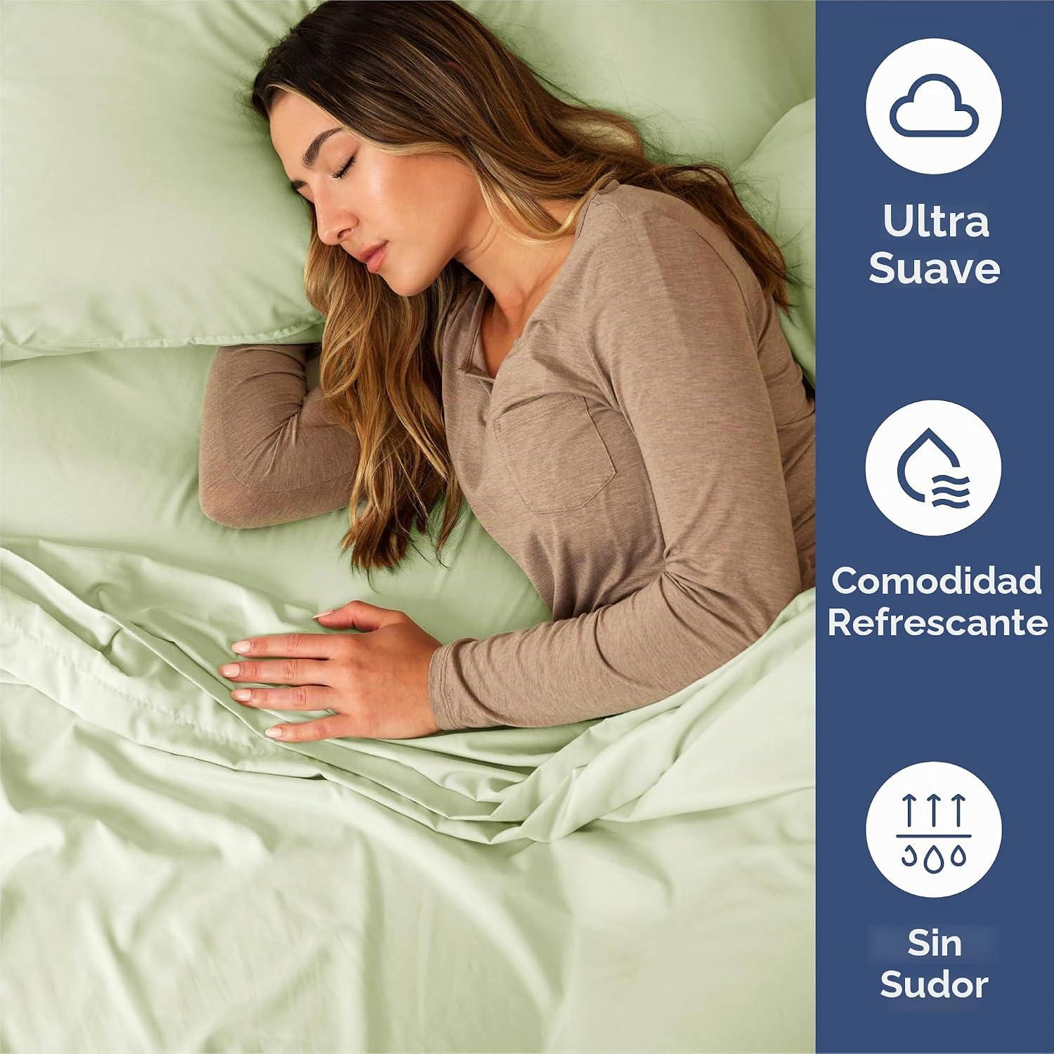 JUEGO DE SÁBANAS SPLIT KING 5 PIEZAS MICROFIBRA VERDE SALVIA - 4