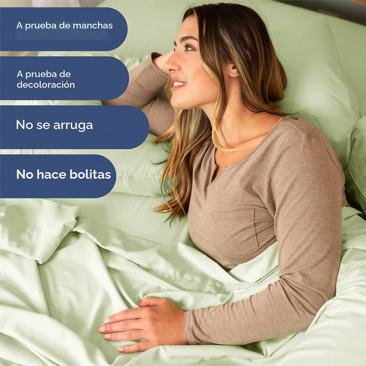 JUEGO DE SÁBANAS SPLIT KING 5 PIEZAS MICROFIBRA VERDE SALVIA - 5