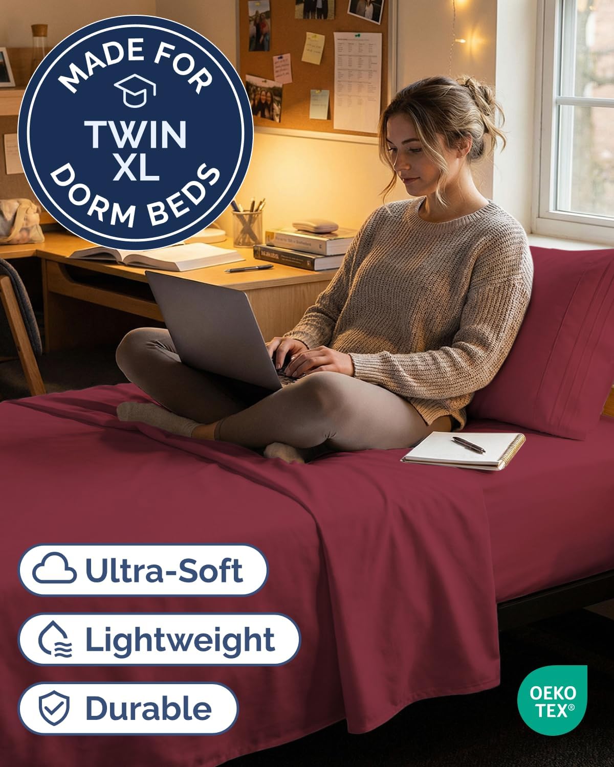 JUEGO DE SÁBANAS TWIN XL 3 PIEZAS MICROFIBRA BURDEO - 2