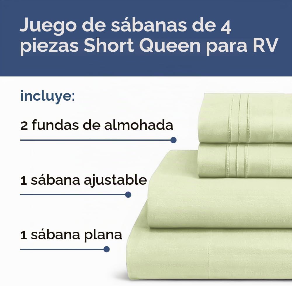 JUEGO DE SÁBANAS SHORT QUEEN 4 PIEZAS CGK UNLIMITED VERDE SALVIA - 2