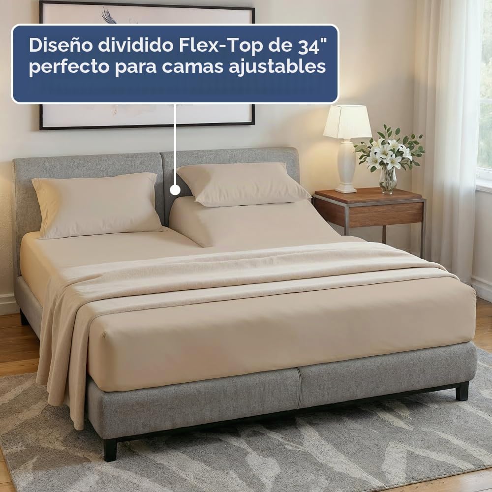 JUEGO DE SÁBANAS SPLIT KING FLEX TOP 4 PIEZAS CGK UNLIMITED CREMA - 4