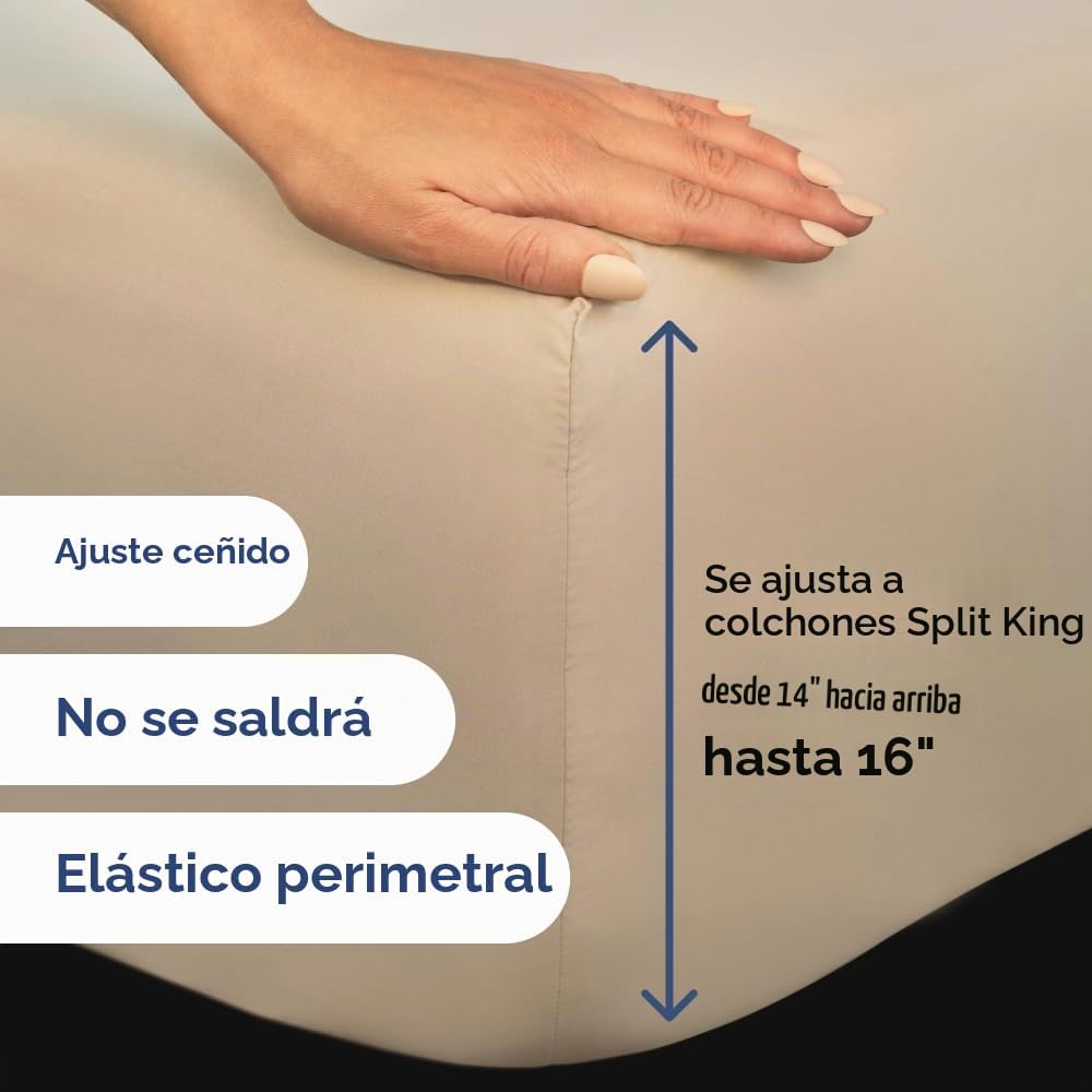 JUEGO DE SÁBANAS SPLIT KING FLEX TOP 4 PIEZAS CGK UNLIMITED CREMA - 5