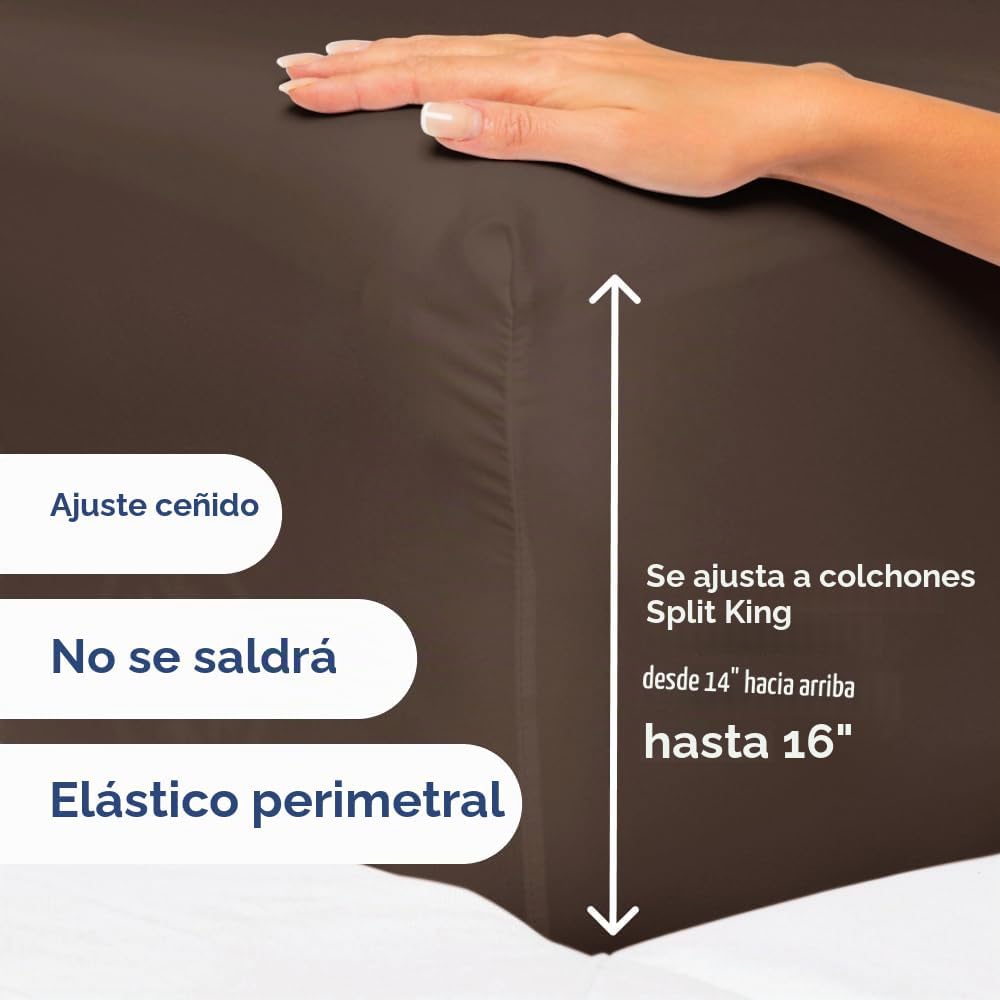JUEGO DE SÁBANAS SPLIT KING CGK UNLIMITED MARRÓN 4 PIEZAS - 5