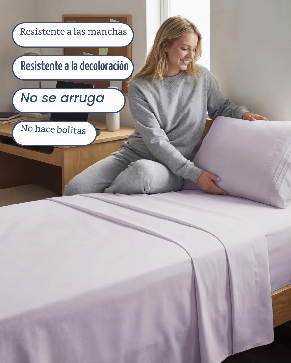 JUEGO DE SÁBANAS TWIN XL 3 PIEZAS CGK UNLIMITED MICROFIBRA LAVANDA - 5