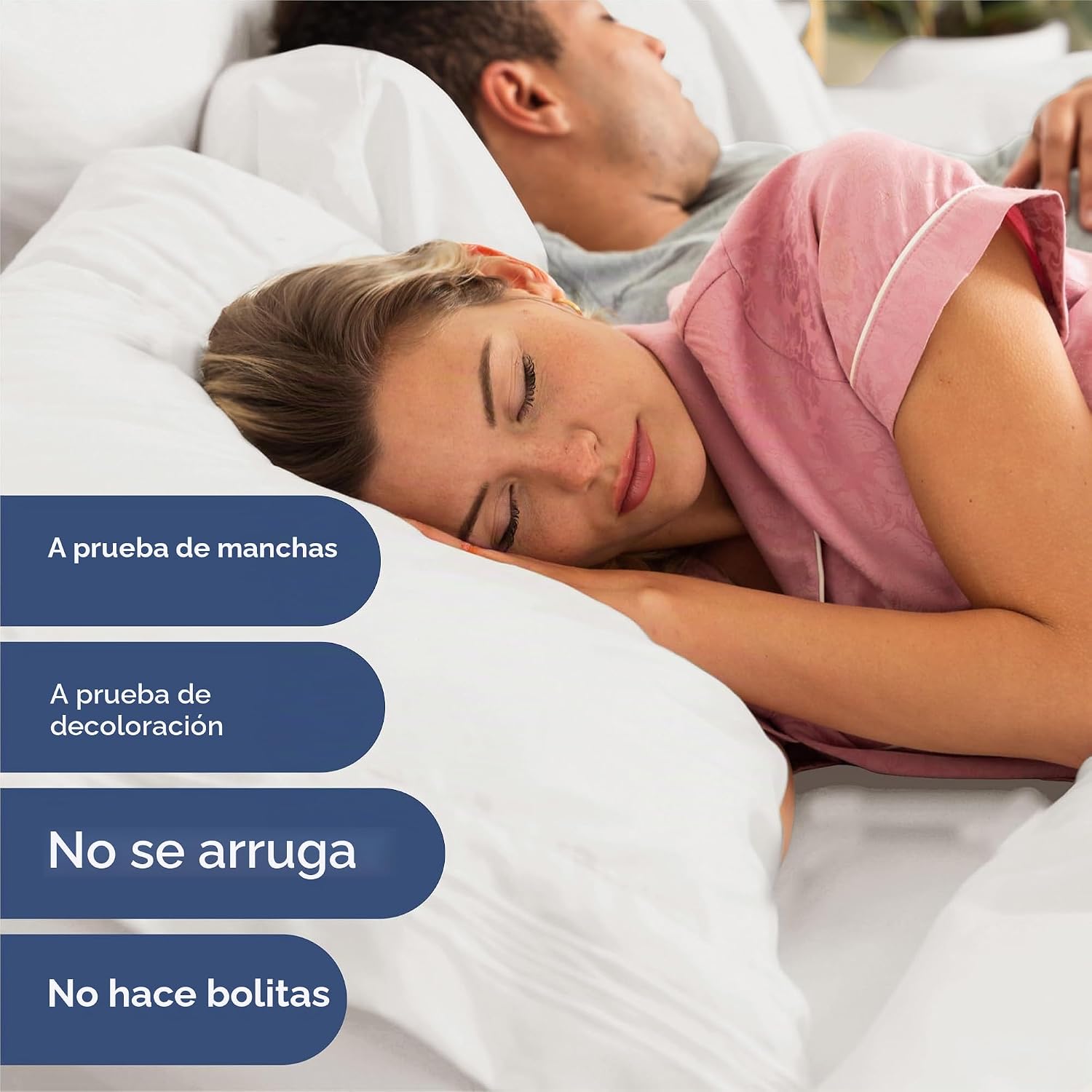 JUEGO DE SÁBANAS SPLIT KING MICROFIBRA BLANCO ANTIGUO 5 PIEZAS - 5