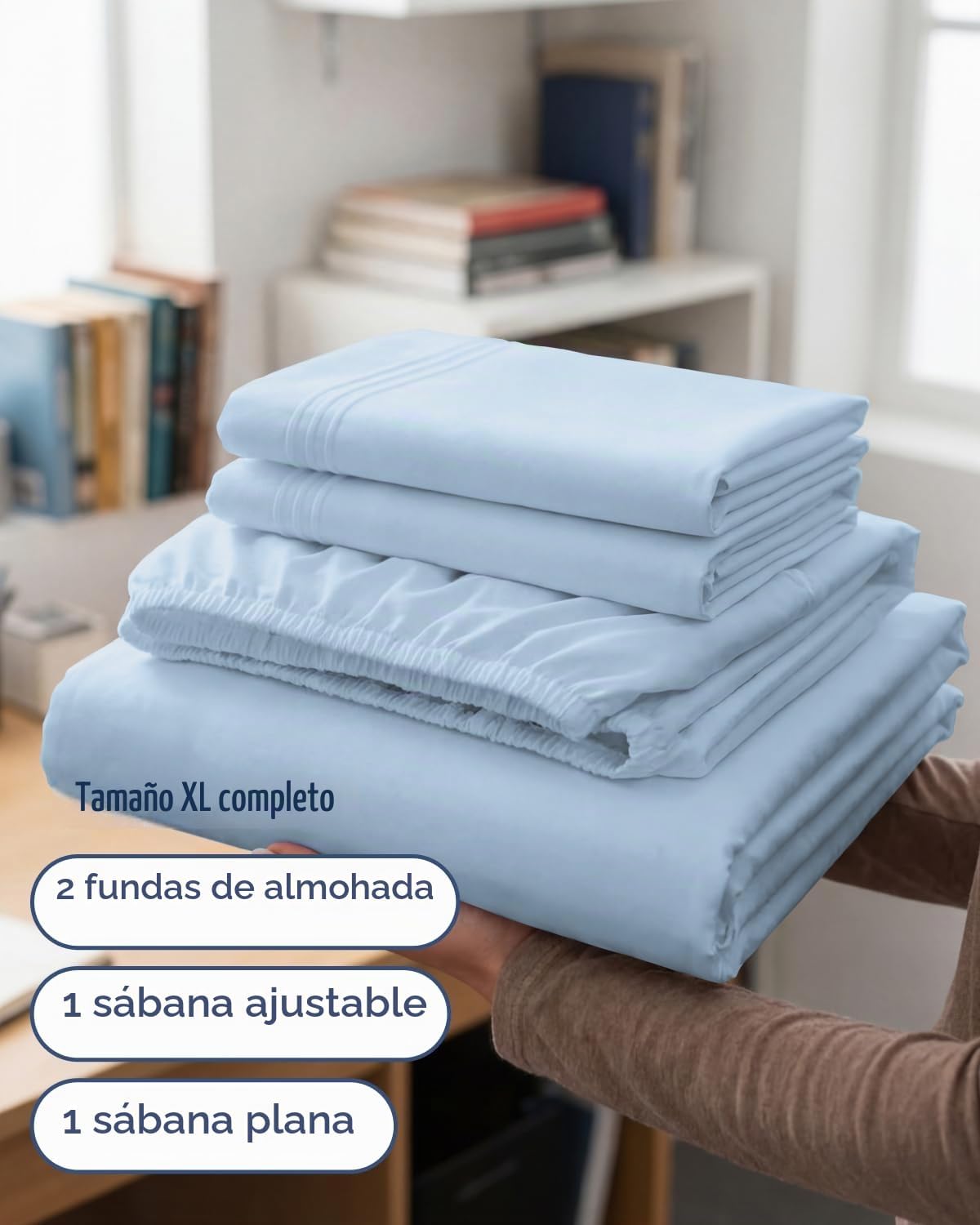 JUEGO DE SÁBANAS FULL XL 4 PIEZAS CGK UNLIMITED AZUL CLARO - 3