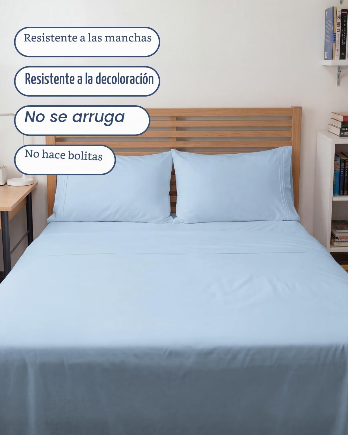 JUEGO DE SÁBANAS FULL XL 4 PIEZAS CGK UNLIMITED AZUL CLARO - 5