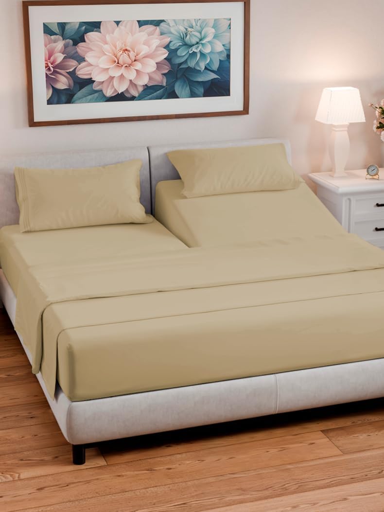 JUEGO DE SÁBANAS SPLIT KING CGK UNLIMITED BEIGE 4 PIEZAS - 2