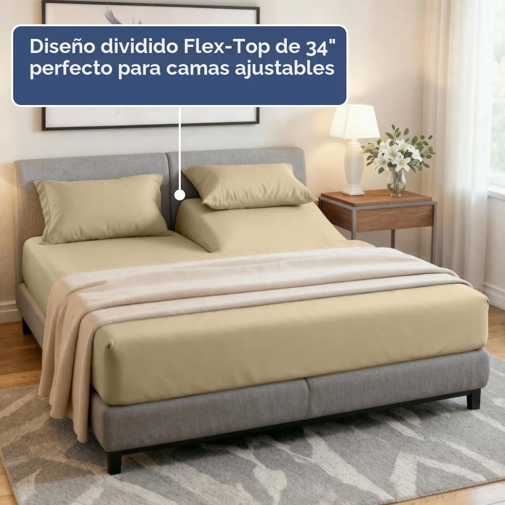 JUEGO DE SÁBANAS SPLIT KING CGK UNLIMITED BEIGE 4 PIEZAS - 4