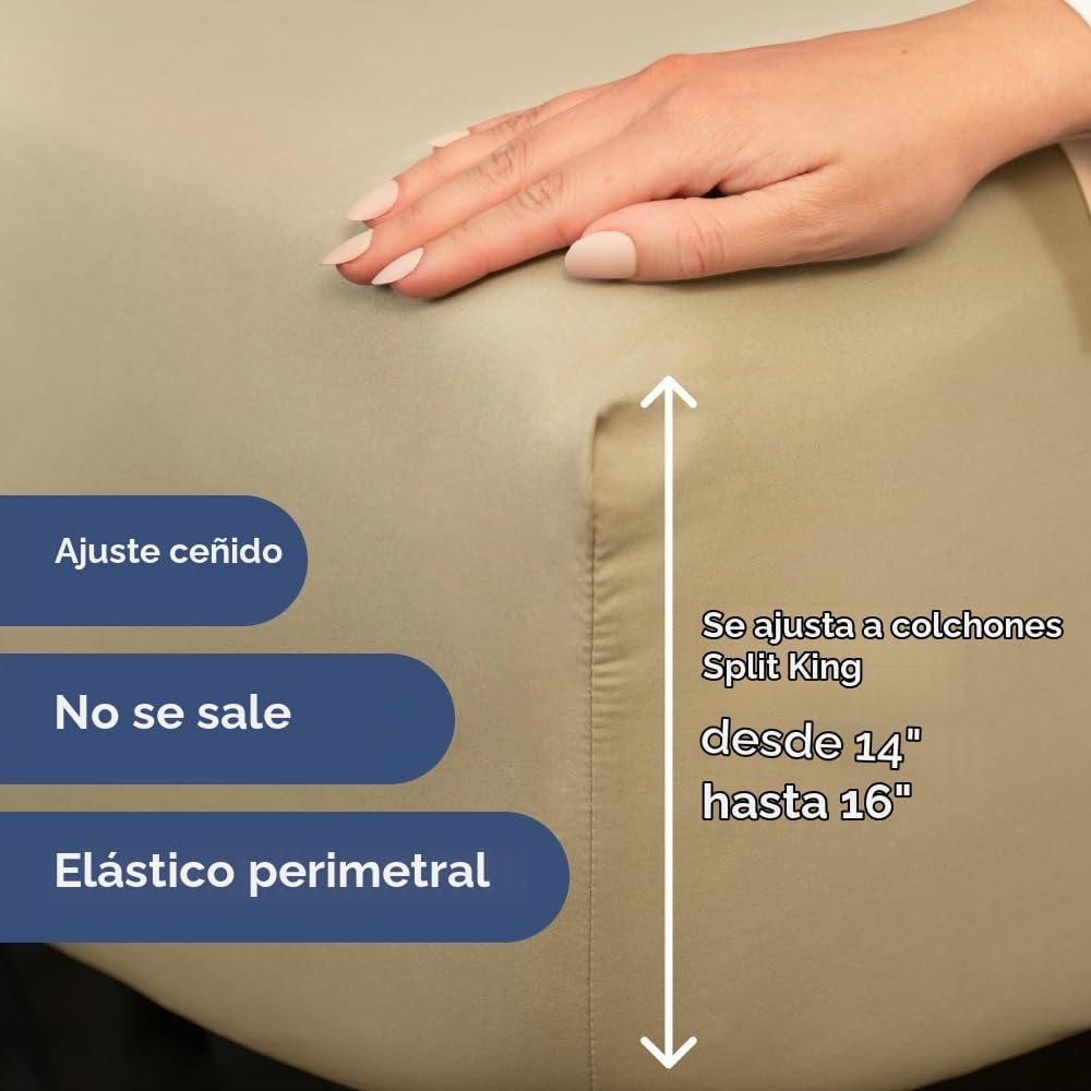 JUEGO DE SÁBANAS SPLIT KING CGK UNLIMITED BEIGE 4 PIEZAS - 5