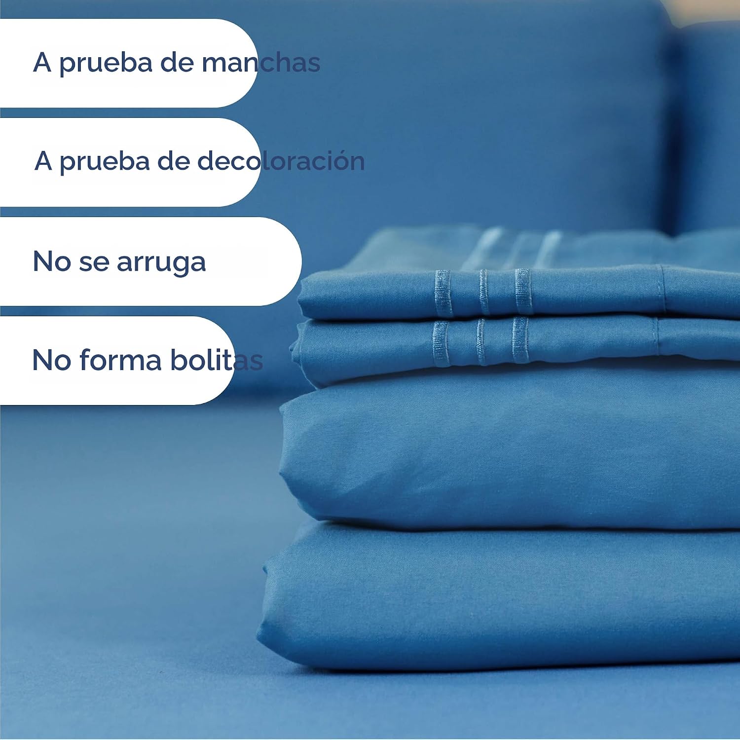JUEGO DE SÁBANAS QUEEN 4 PIEZAS CGK UNLIMITED DENIM BLUE - 5