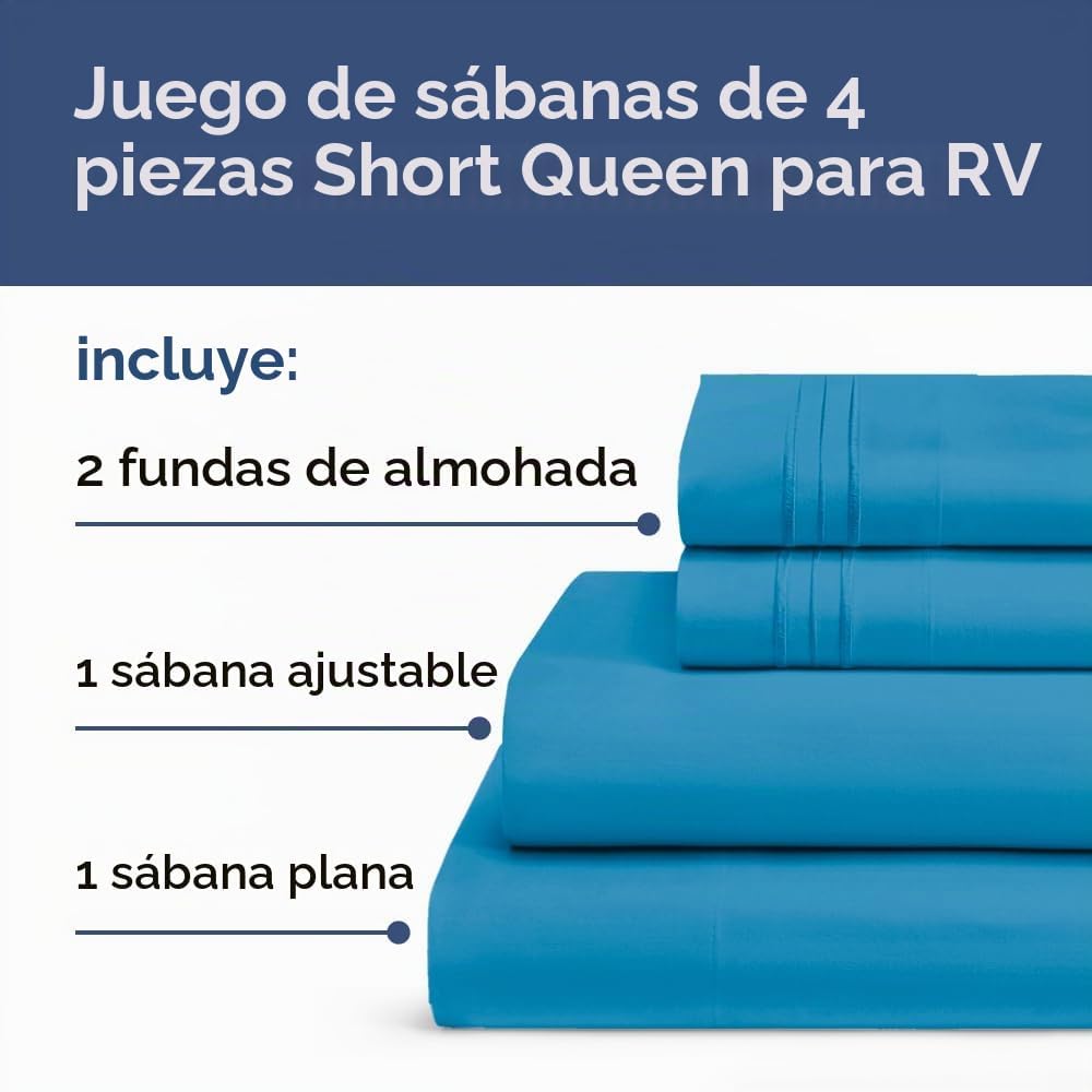 JUEGO DE SÁBANAS SHORT QUEEN 4 PIEZAS CGK UNLIMITED DENIM BLUE - 2