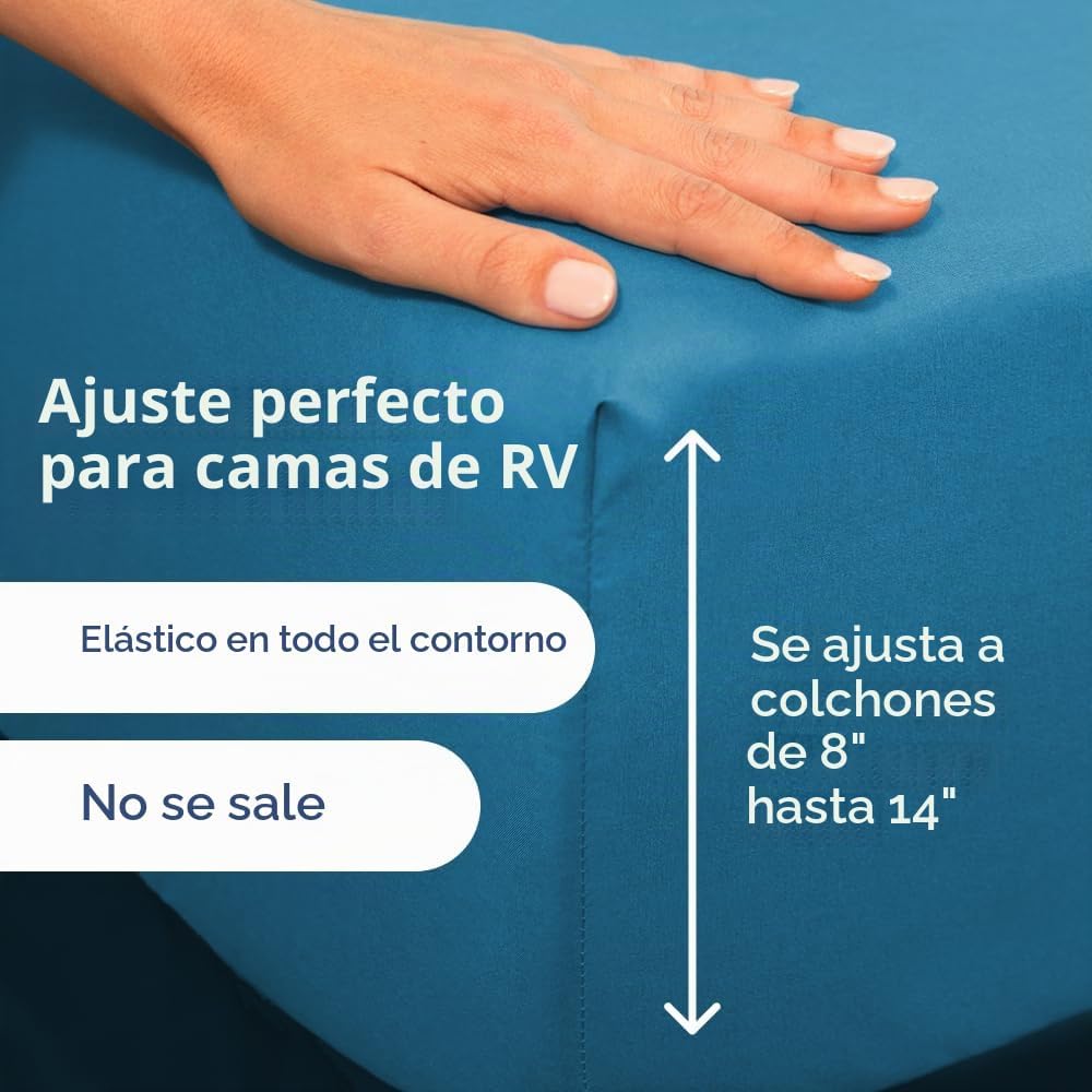 JUEGO DE SÁBANAS SHORT QUEEN 4 PIEZAS CGK UNLIMITED DENIM BLUE - 3