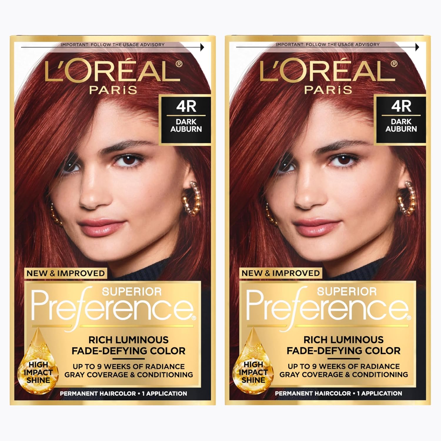 TINTURA PERMANENTE L'OREAL PARIS SUPERIOR PREFERENCE CASTAÑO OSCURO ROJIZO 4R - 1