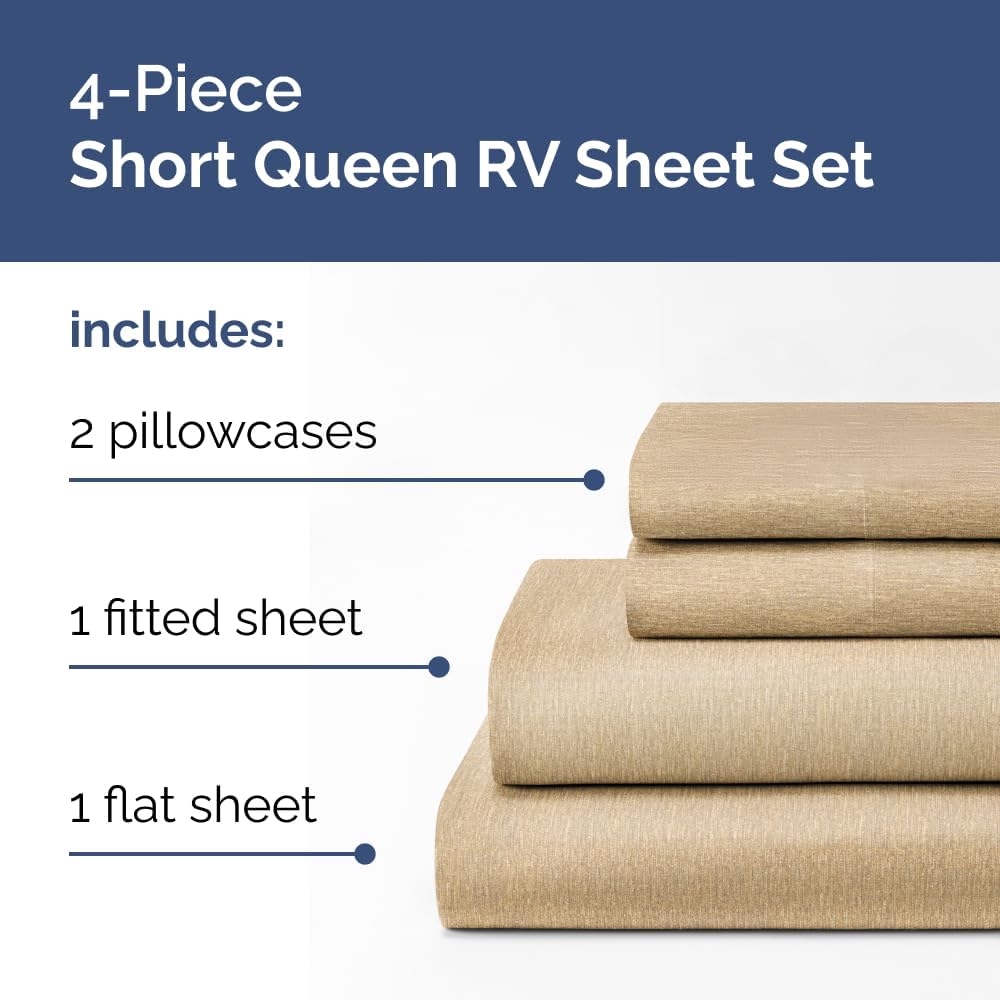 JUEGO DE SÁBANAS RV SHORT QUEEN 4 PIEZAS COLOR TAN - 2