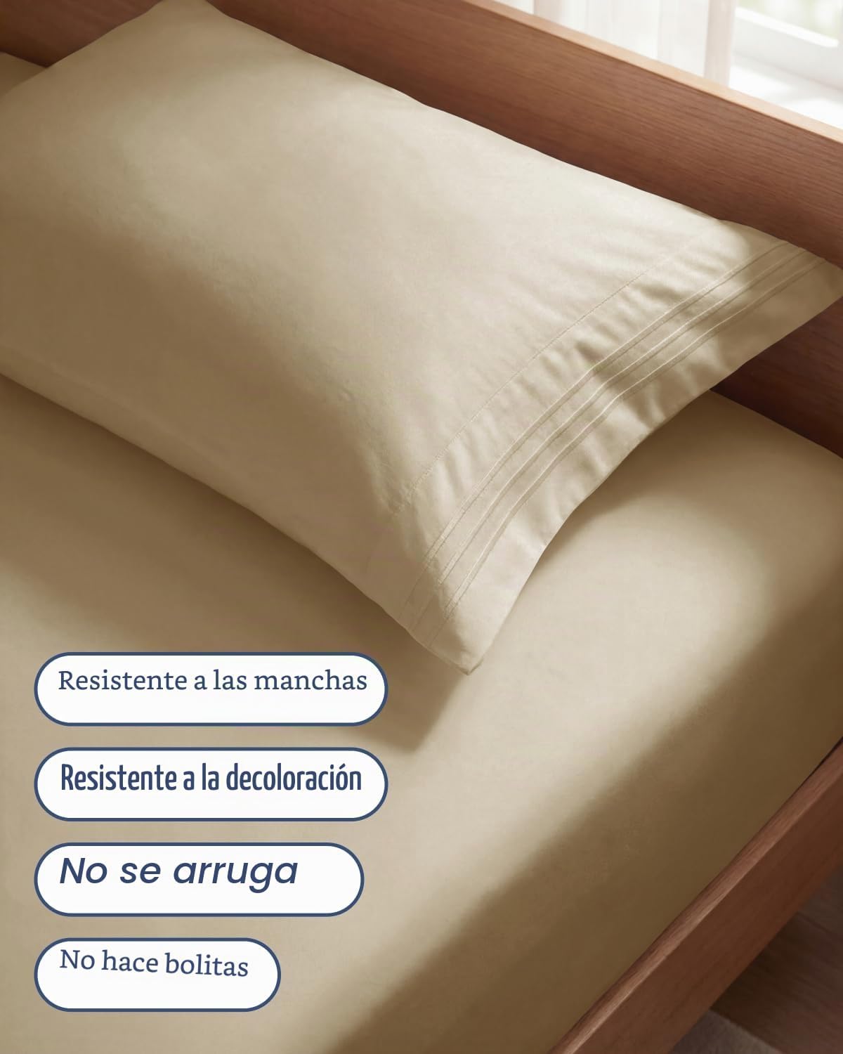 JUEGO DE SÁBANAS TWIN SIZE 3 PIEZAS MICROFIBRA BEIGE CGK UNLIMITED - 5