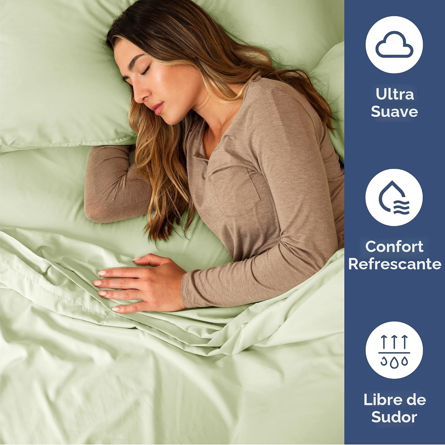 JUEGO DE SÁBANAS QUEEN SIZE 4 PIEZAS MICROFIBRA VERDE SALVIA - 4