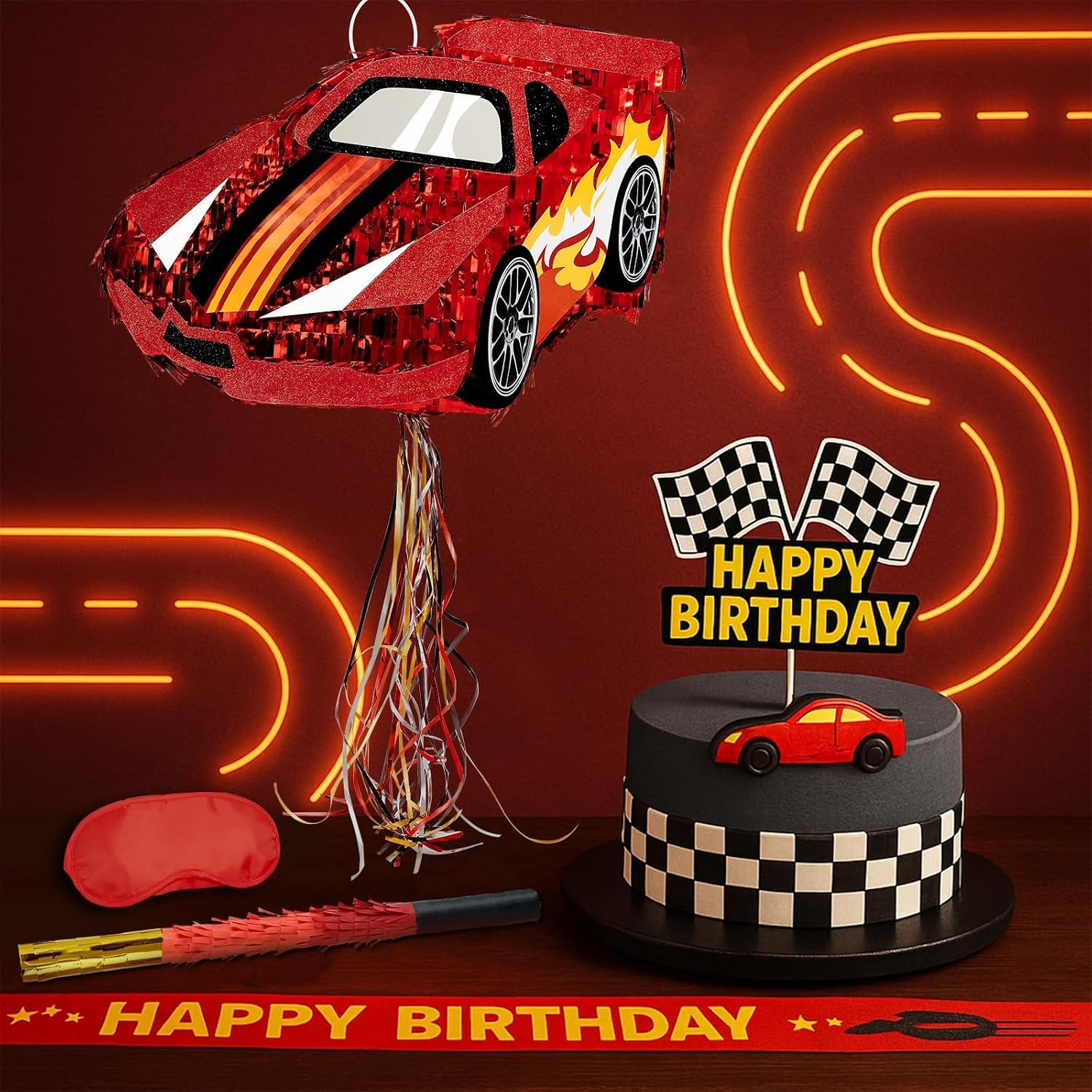 PIÑATA AUTO DE CARRERA ROJO WERNNSAI PARA FIESTA TEMÁTICA - 2