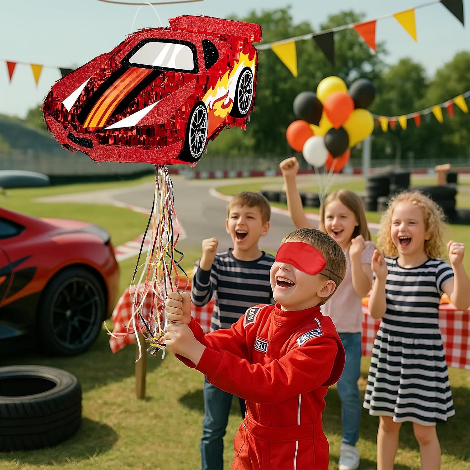 PIÑATA AUTO DE CARRERA ROJO WERNNSAI PARA FIESTA TEMÁTICA - 3
