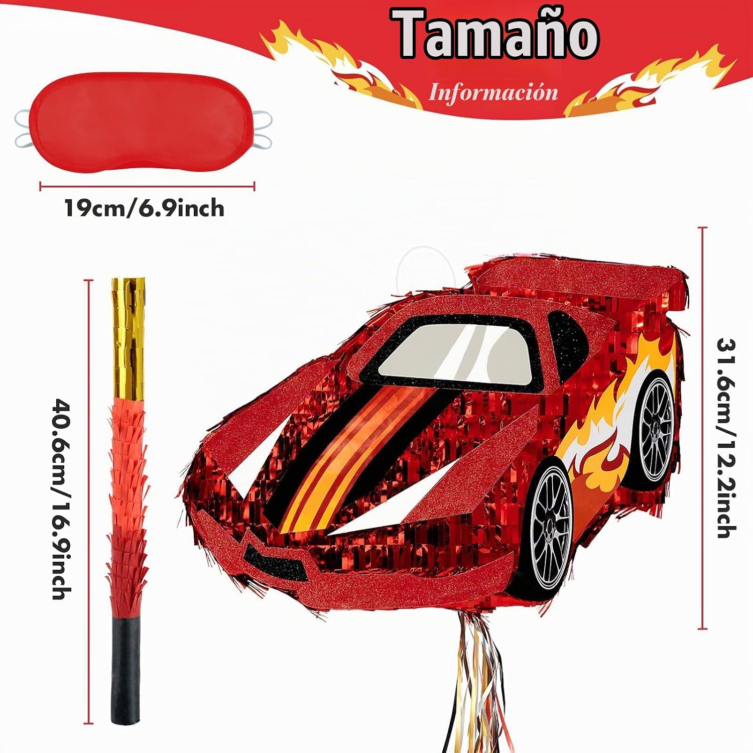 PIÑATA AUTO DE CARRERA ROJO WERNNSAI PARA FIESTA TEMÁTICA - 4