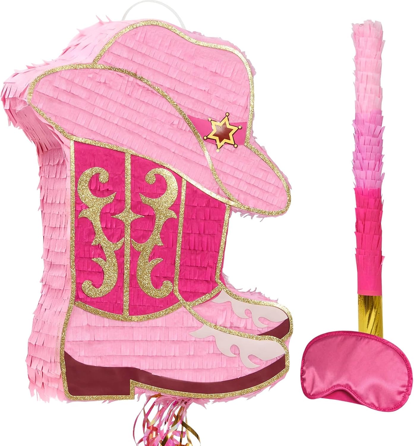 PIÑATA BOTA VAQUERA WERNNSAI ROSA DECORACIÓN FIESTA OCCIDENTAL - 1