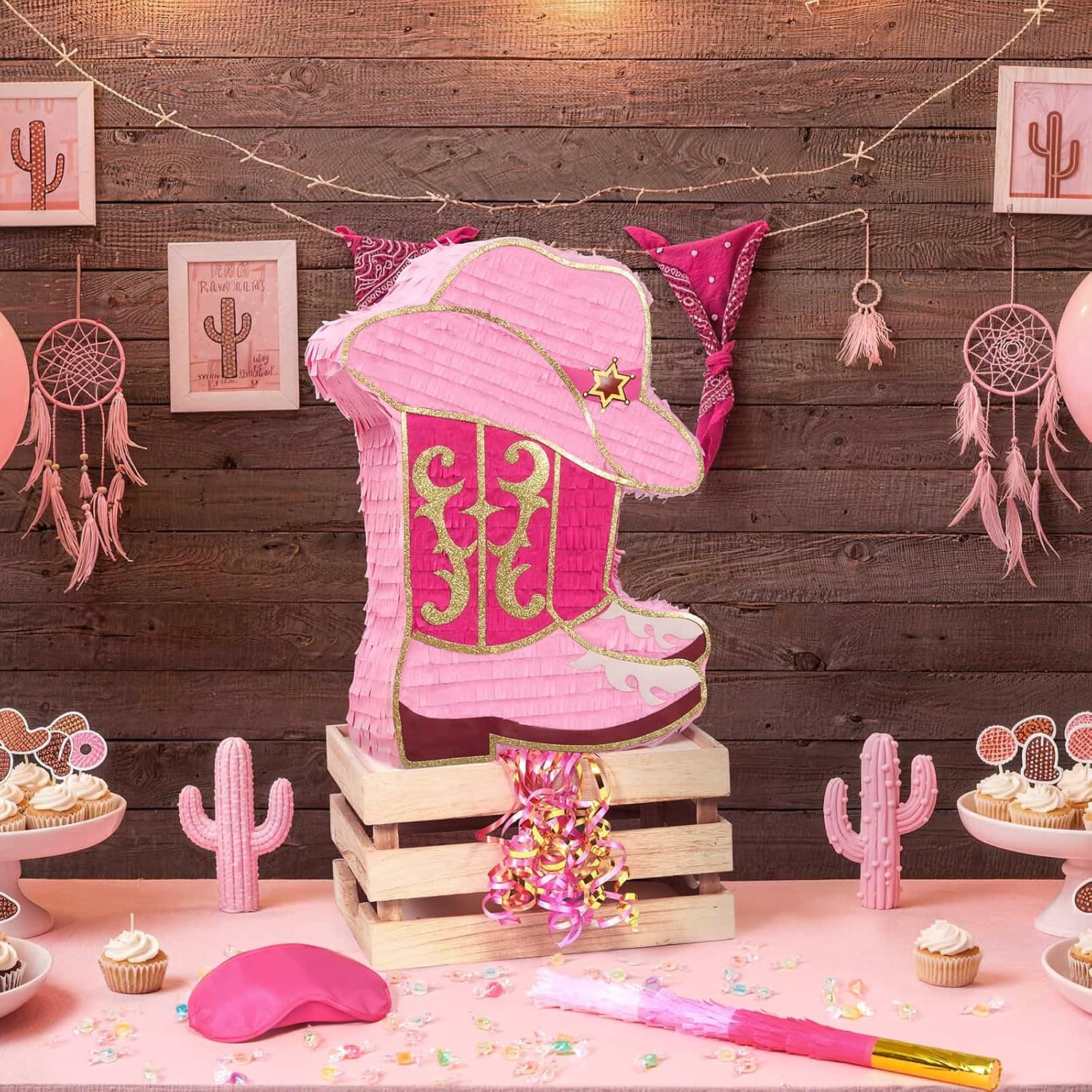 PIÑATA BOTA VAQUERA WERNNSAI ROSA DECORACIÓN FIESTA OCCIDENTAL - 2