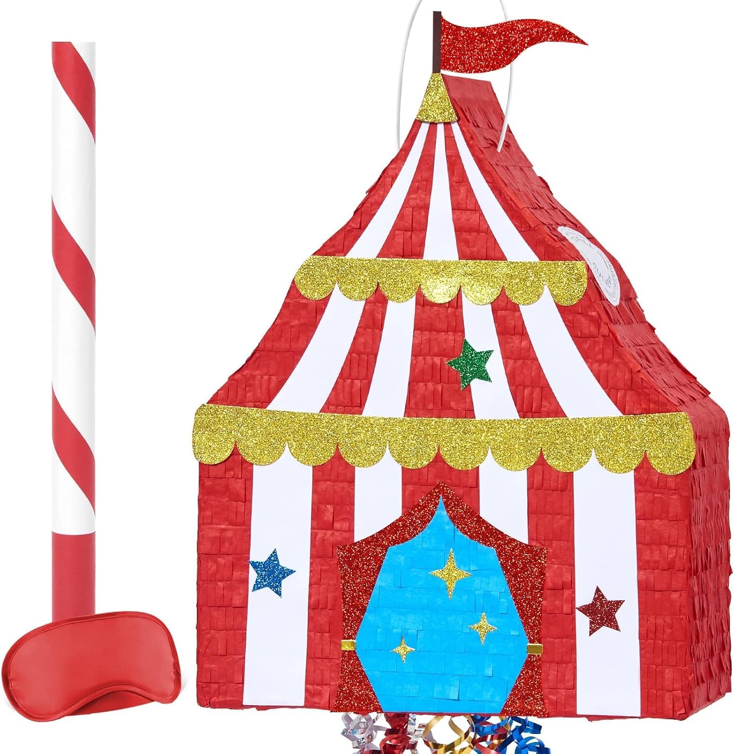 PIÑATA CARPA DE CIRCO WERNNSAI ROJO Y BLANCO TEMA CARNAVAL - 1