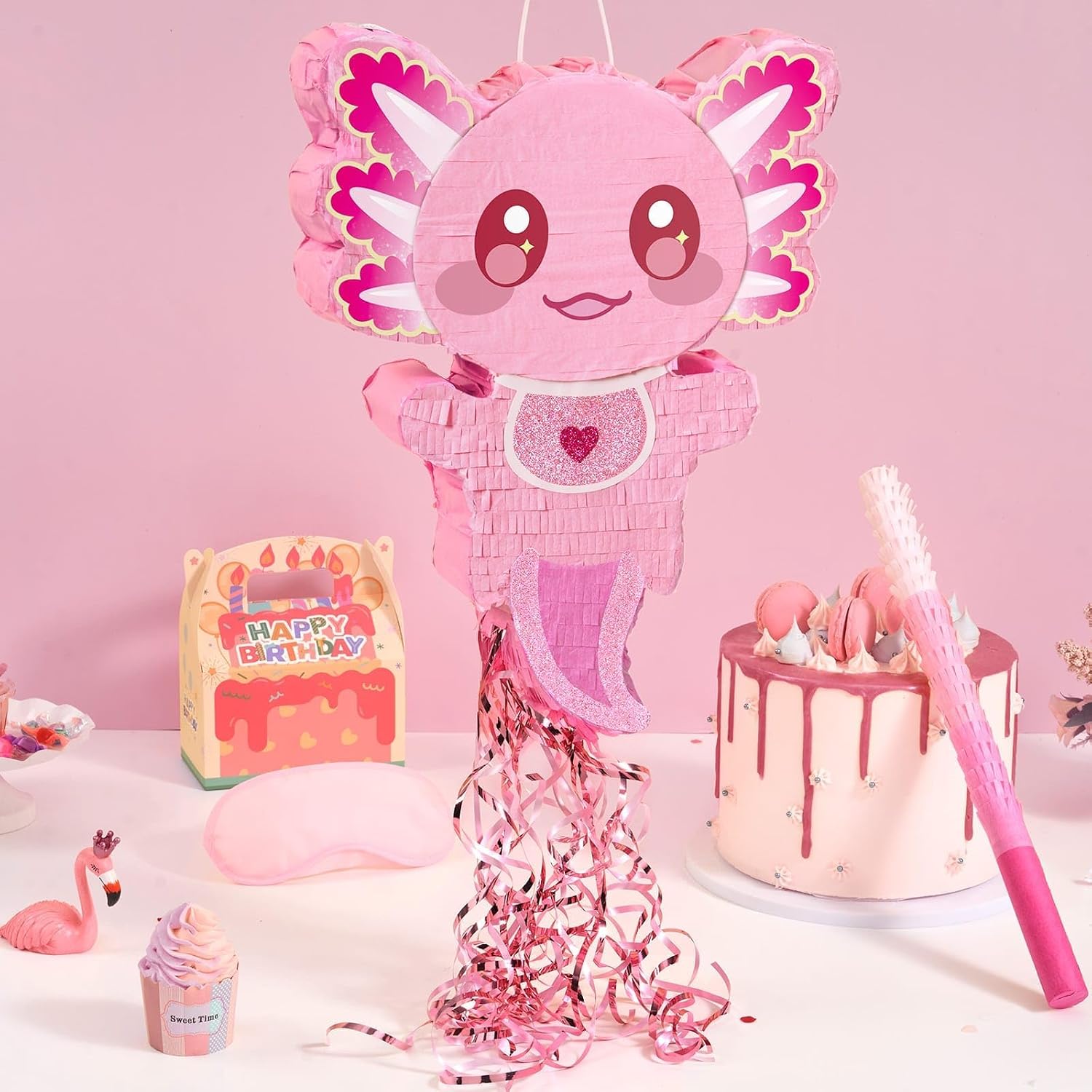 PIÑATA AXOLOTL ROSA WERNNSAI CON ACCESORIOS PARA FIESTA - 2