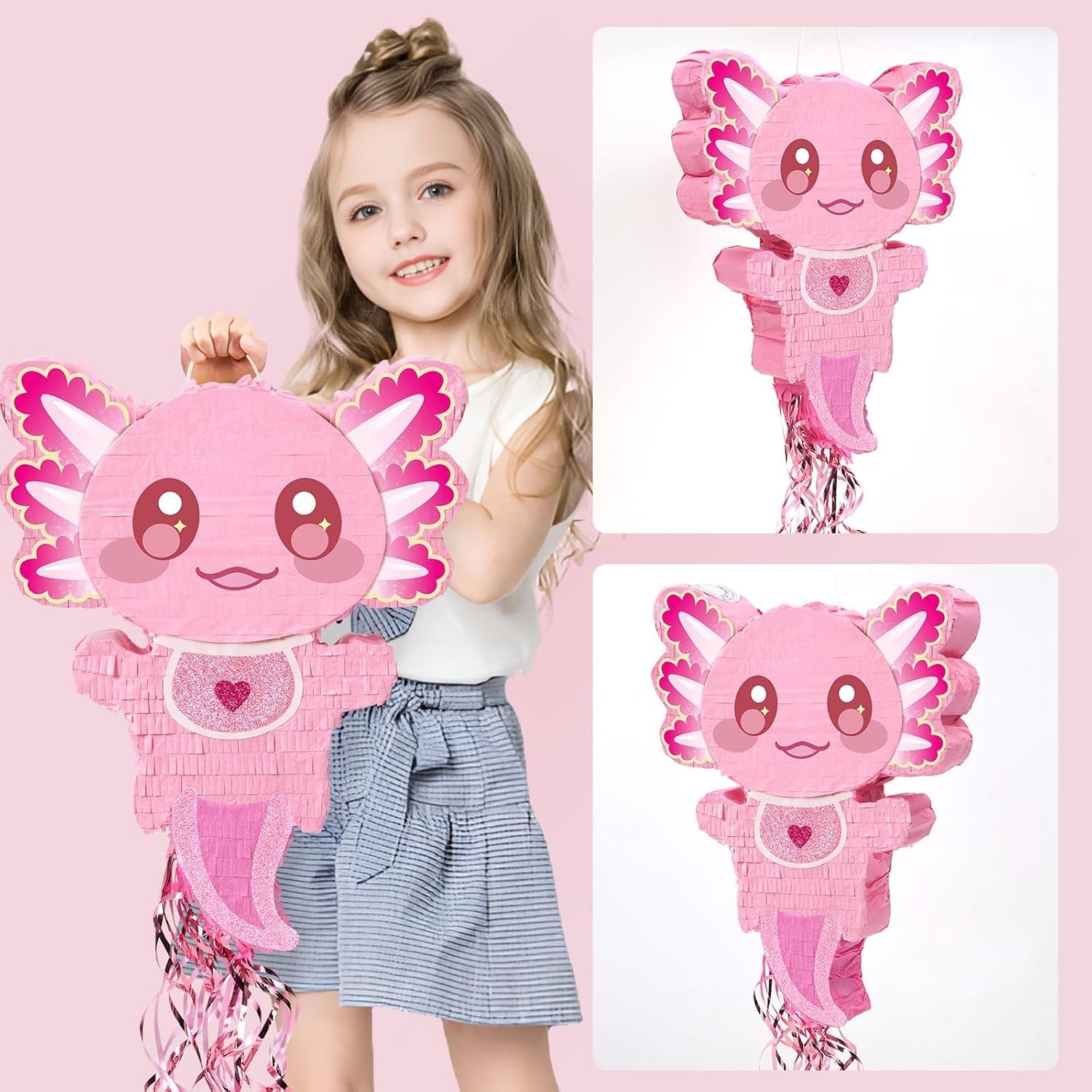 PIÑATA AXOLOTL ROSA WERNNSAI CON ACCESORIOS PARA FIESTA - 5