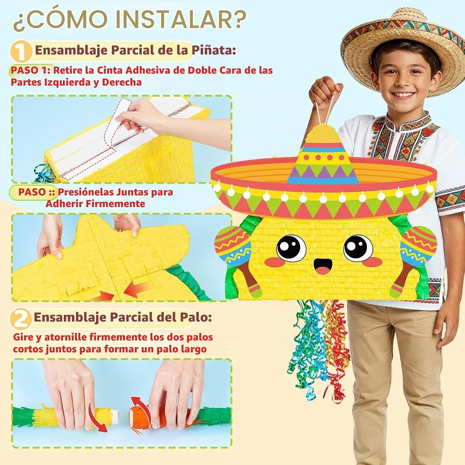 PIÑATA TACO GRANDE WERNNSAI 21' DECORACIÓN FIESTA MEXICANA - 2