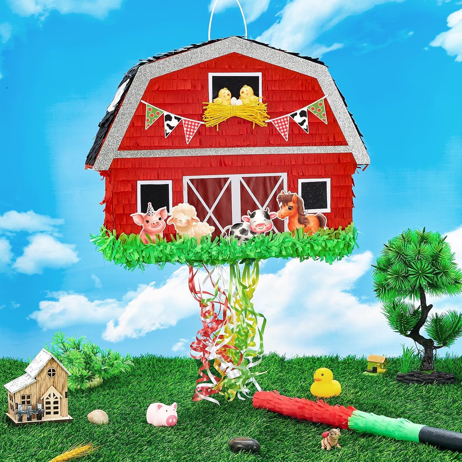 PIÑATA GRANJA ROJO WERNNSAI CON ANIMALES Y ACCESORIOS - 2
