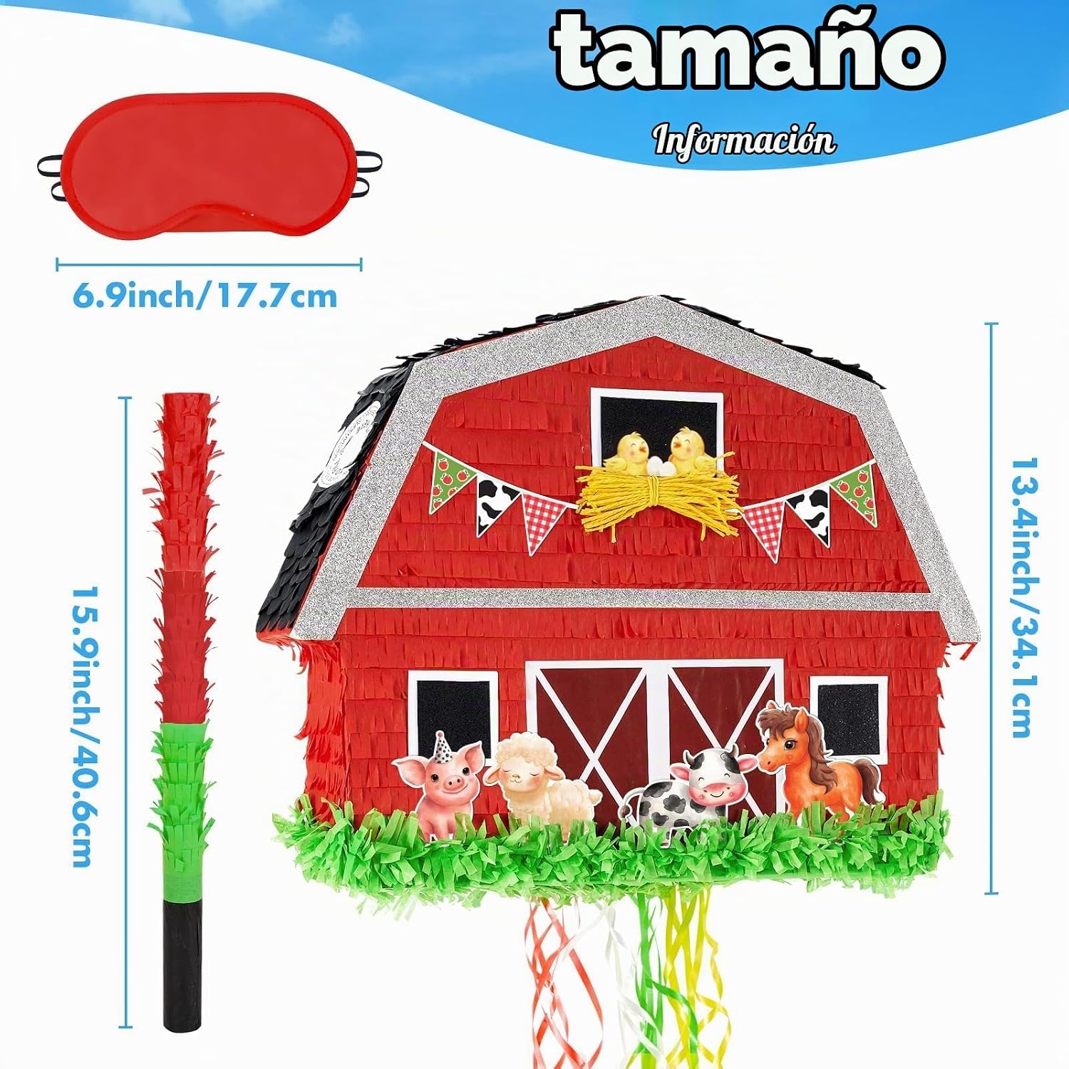 PIÑATA GRANJA ROJO WERNNSAI CON ANIMALES Y ACCESORIOS - 3