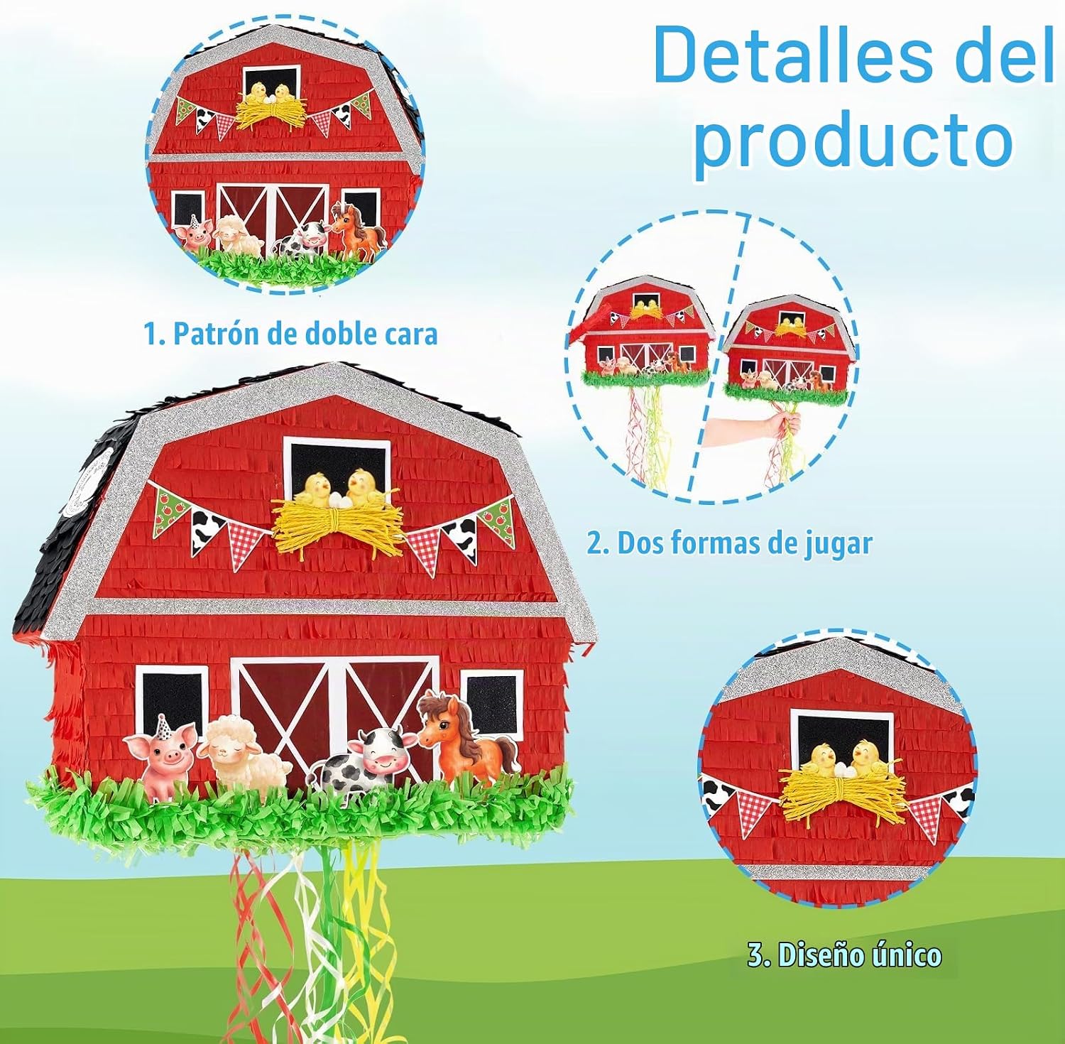 PIÑATA GRANJA ROJO WERNNSAI CON ANIMALES Y ACCESORIOS - 4