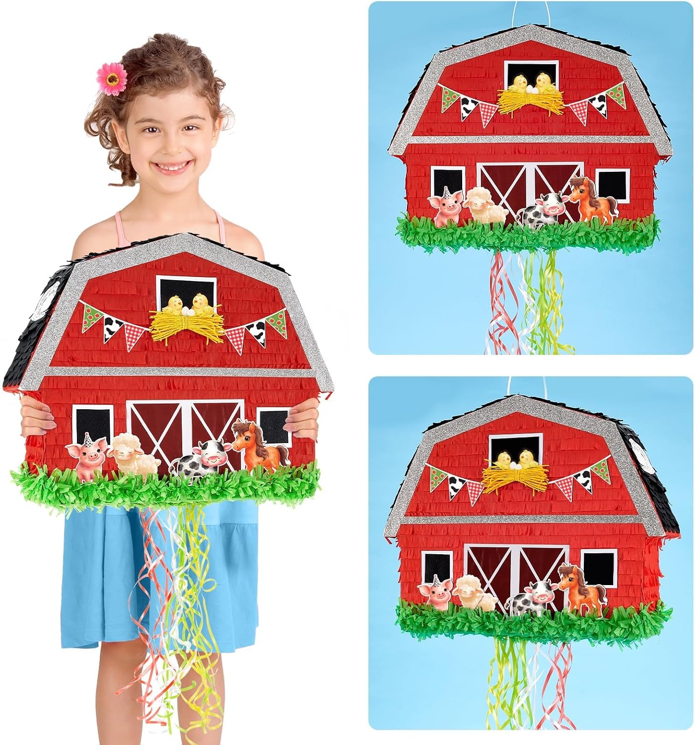 PIÑATA GRANJA ROJO WERNNSAI CON ANIMALES Y ACCESORIOS - 5