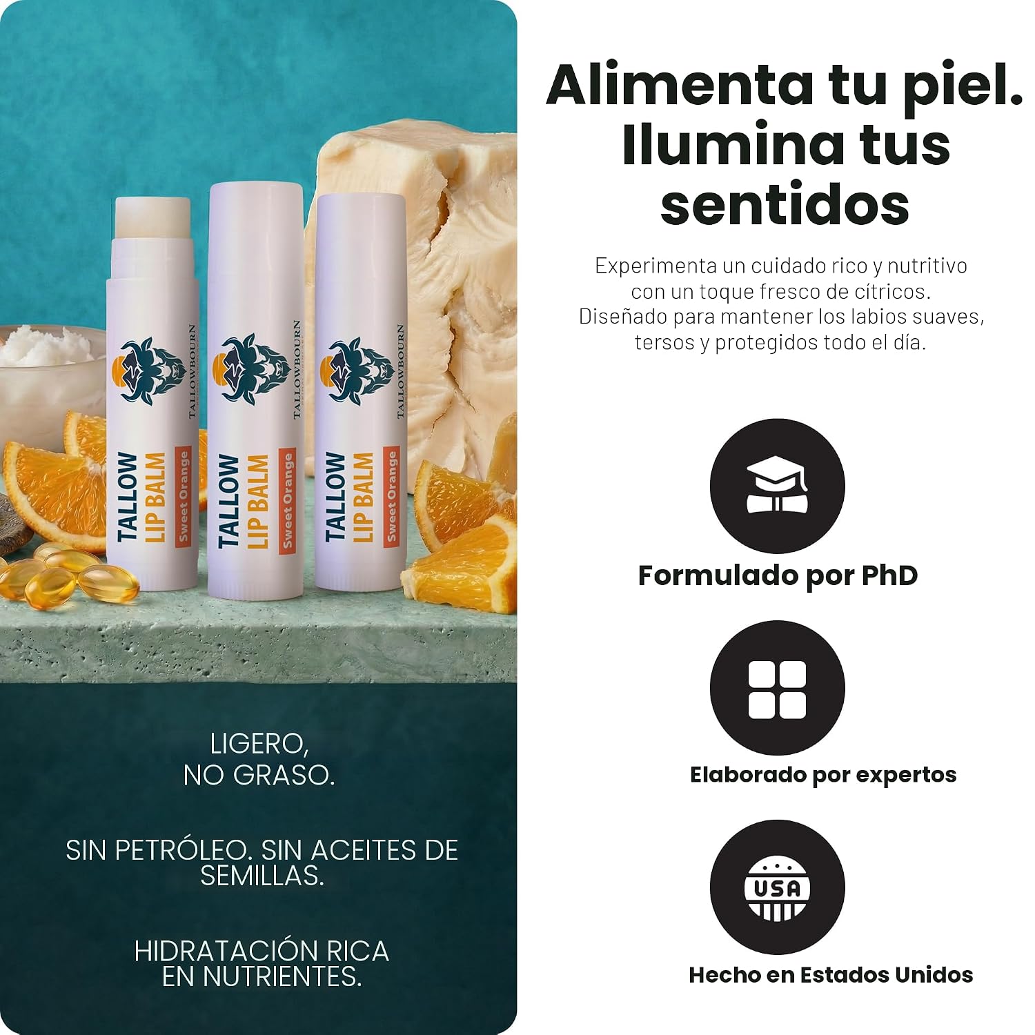 BÁLSAMO LABIAL HIDRATANTE TALLOWBOURN GRASS-FED BEEF TALLOW NARANJA DULCE PACK 3 - 2
