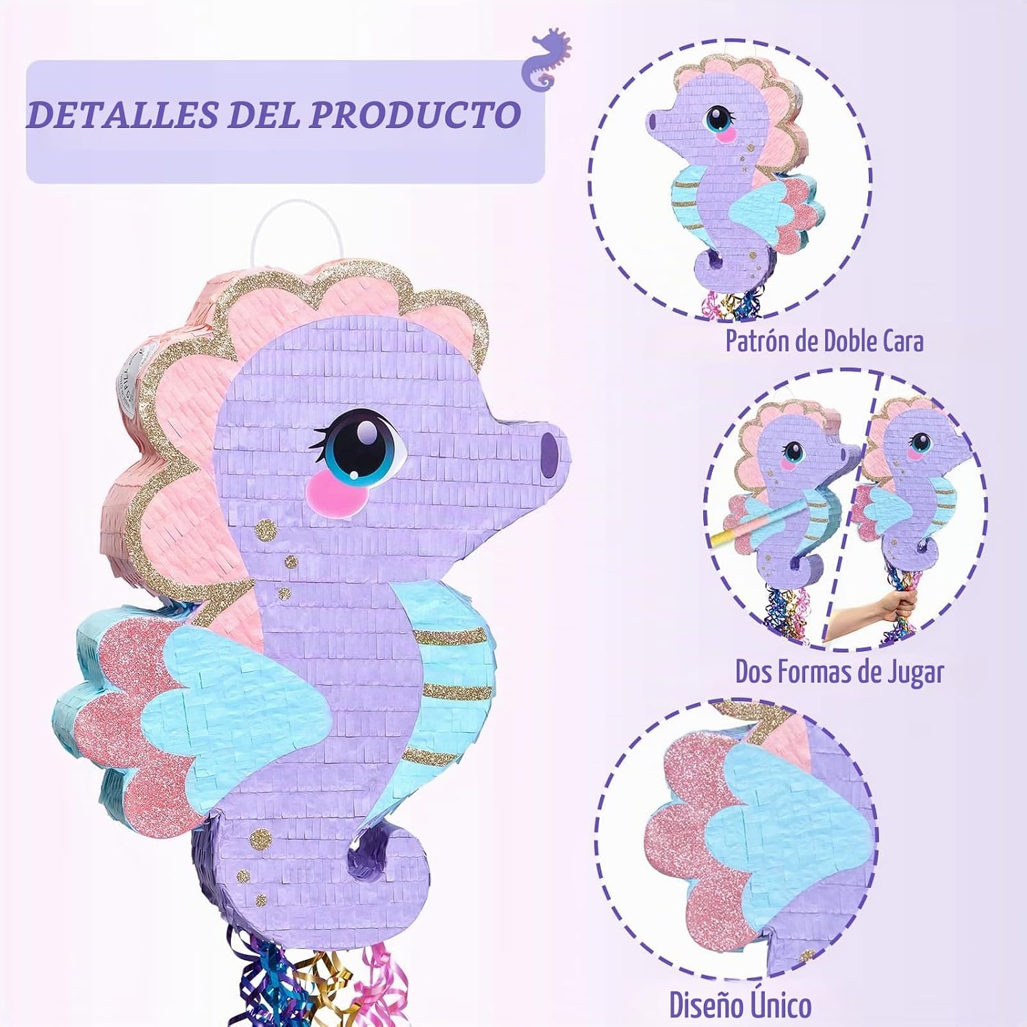PIÑATA CABALLITO DE MAR WERNNSAI DECORACIÓN FIESTA TEMÁTICA OCÉANO - 2