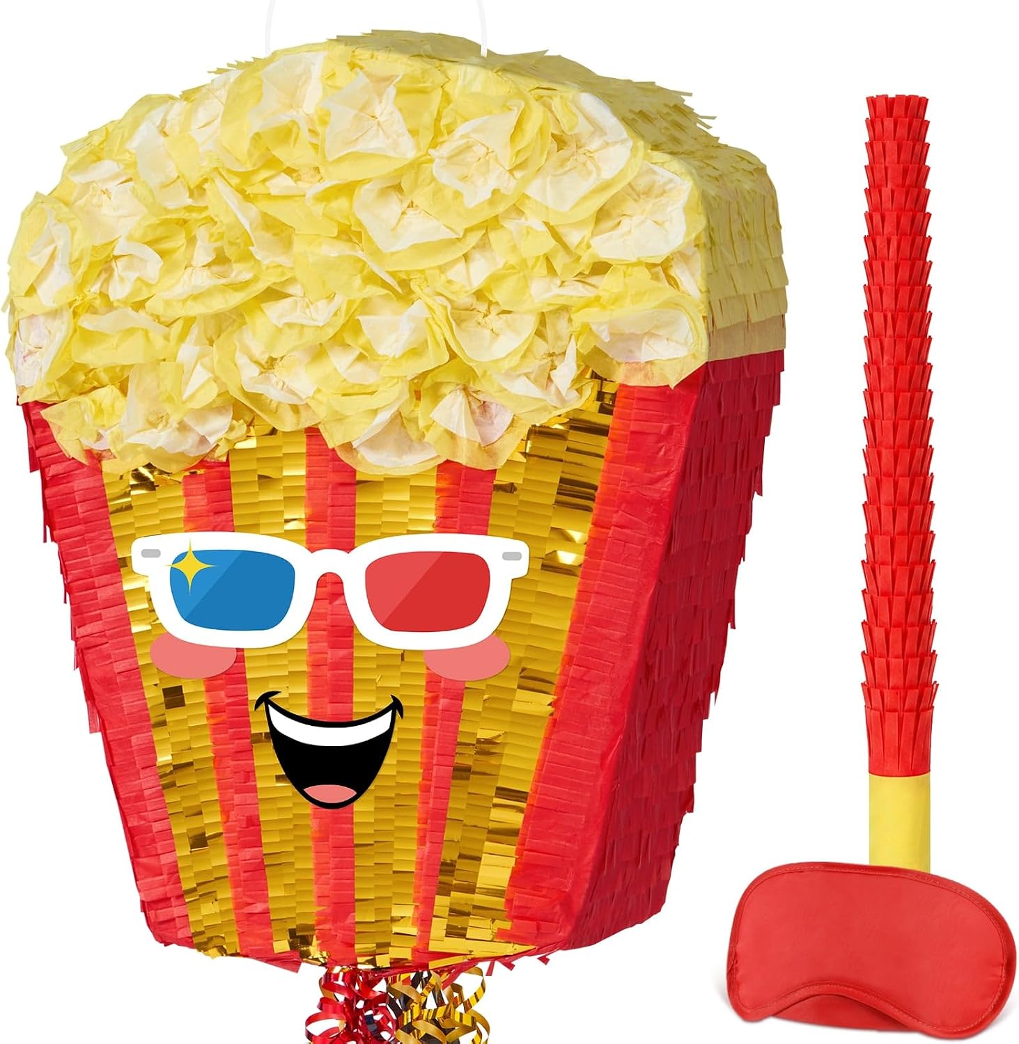 PIÑATA PALOMITAS WERNNSAI CON CUERDA DE TRACCIÓN, PALO Y ANTIFAZ - 1