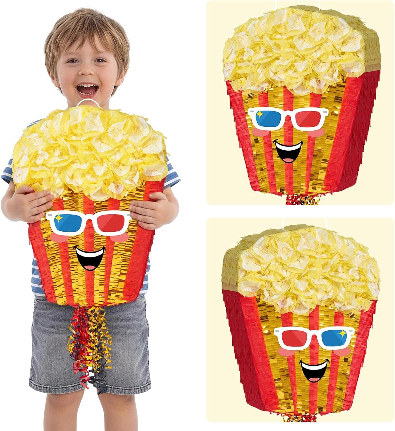 PIÑATA PALOMITAS WERNNSAI CON CUERDA DE TRACCIÓN, PALO Y ANTIFAZ - 2